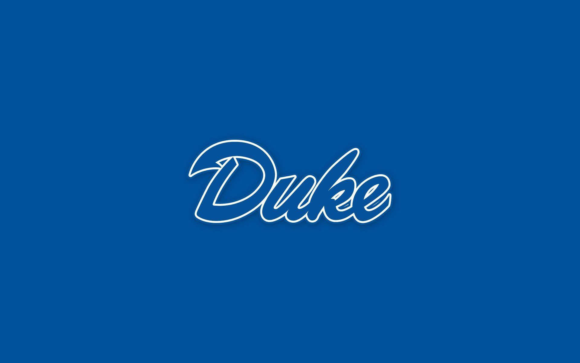 藍色 桌布 壁紙 — 粗體白色輪廓的 Duke 標誌居中於純皇家藍色背景上。