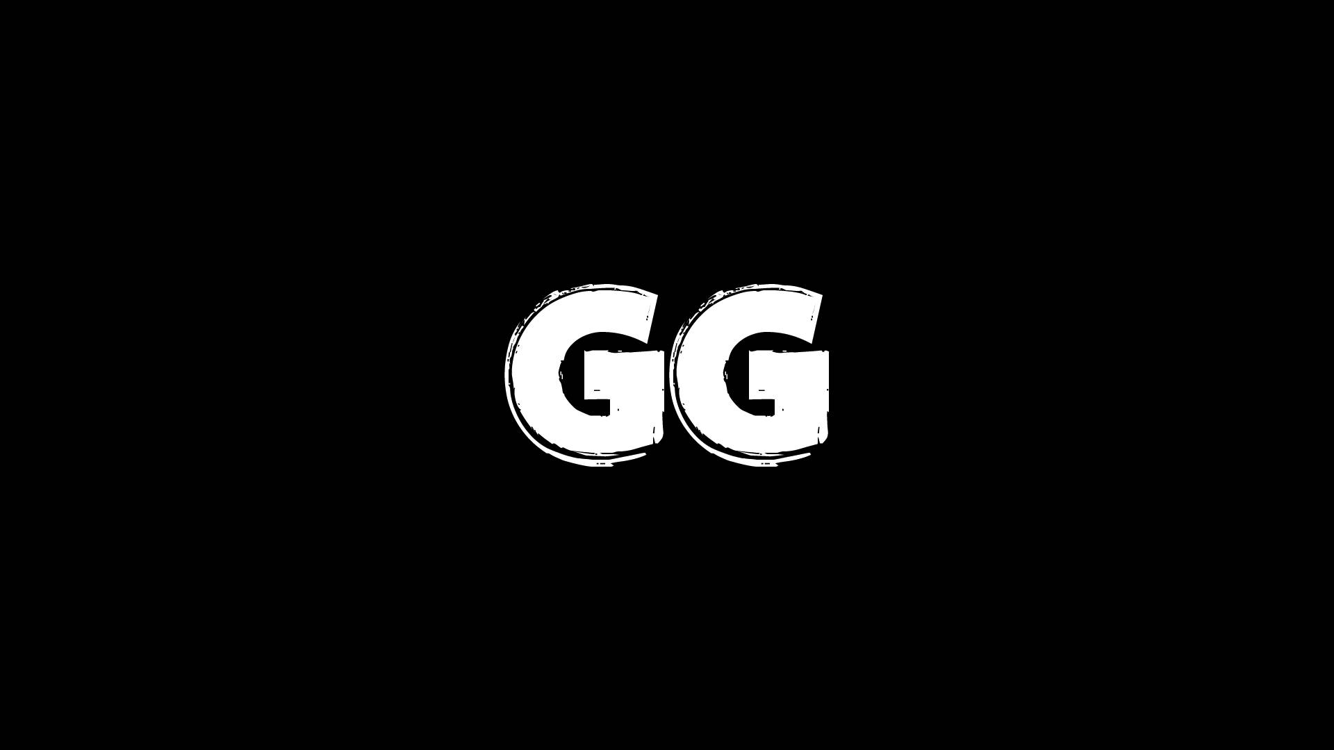 語錄 桌布 壁紙 — 粗體白色風格化GG字母，邊緣磨損，居中於純黑色背景上。