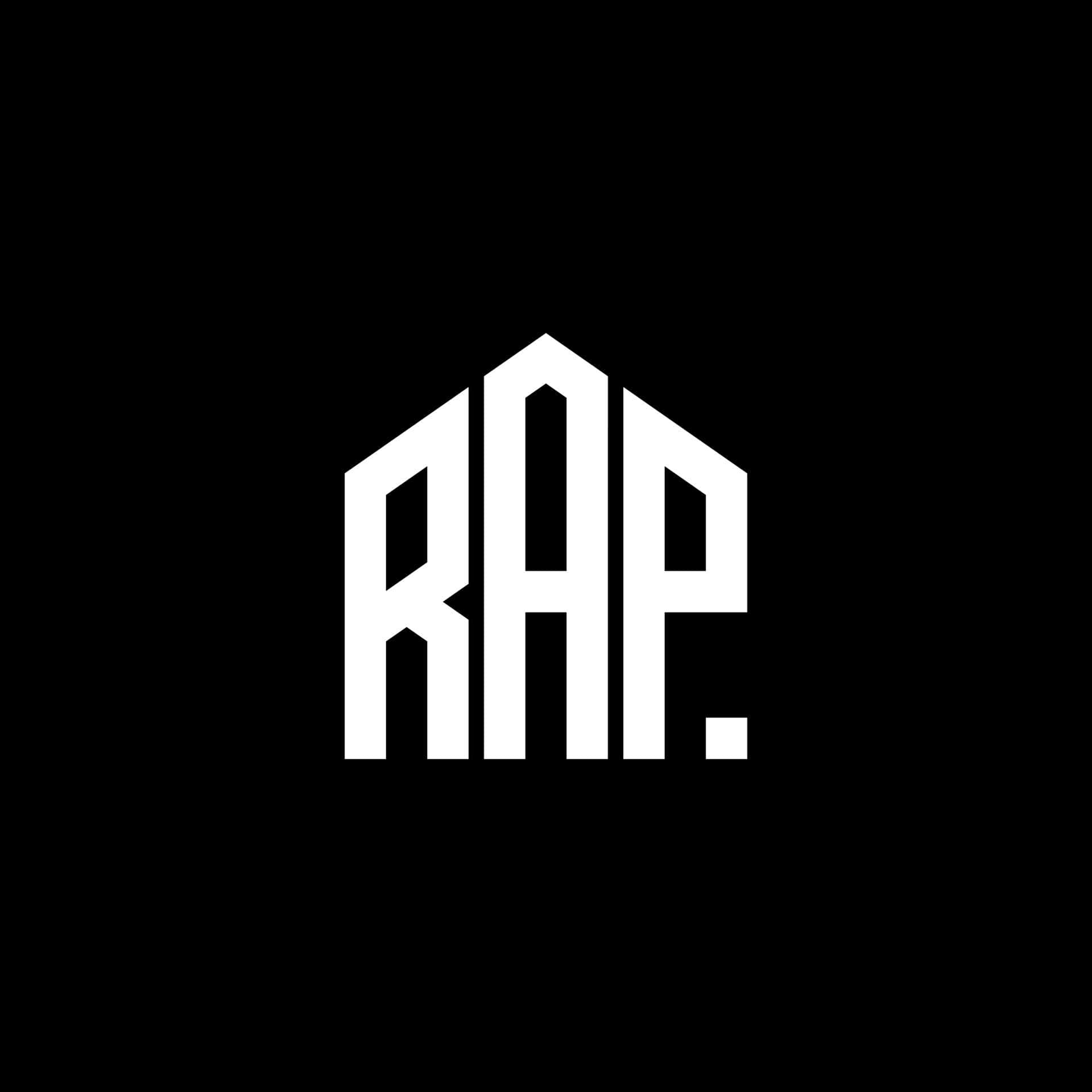 Rap Aesthetic 桌布 壁紙 — 粗體白色風格化RAP文字在純黑色背景上形成幾何房屋形狀。