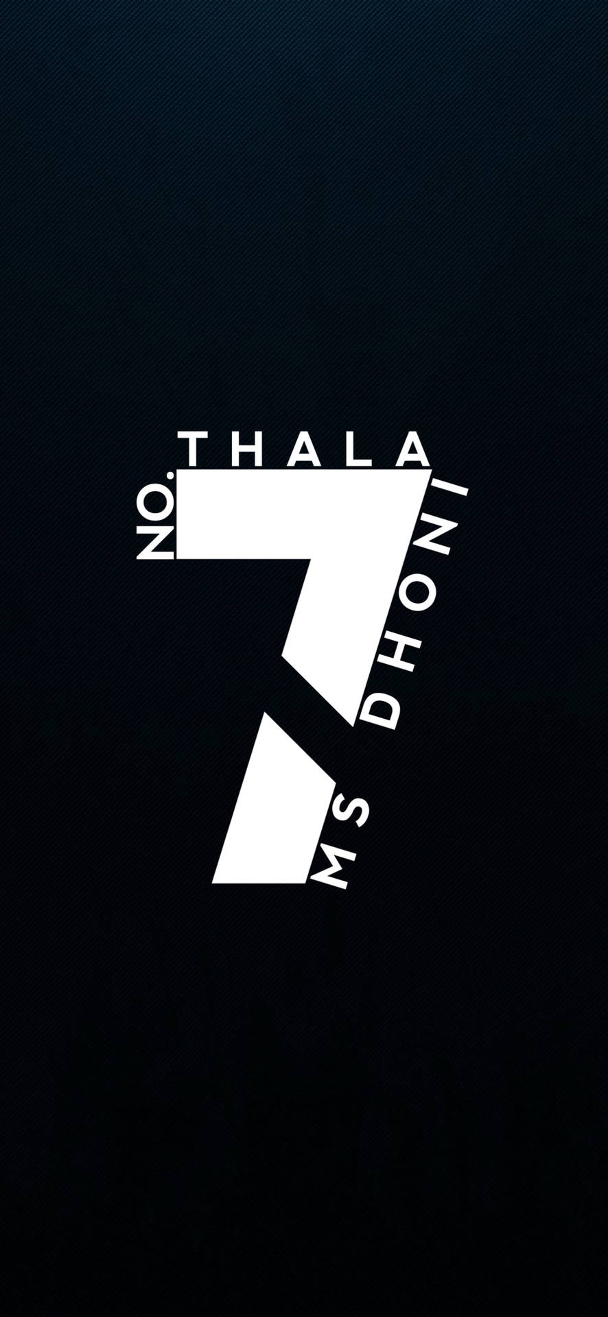 白色數字七標誌，帶有文字 no thala ms dhoni，在深色背景上 — 達竇高清壁紙 壁紙