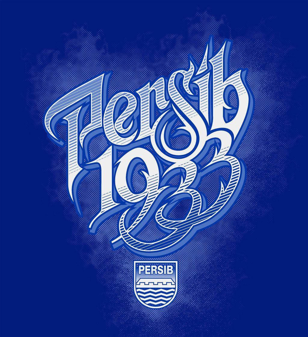 足球 桌布 壁紙 — 粗體白色風格文字，寫著 Persib 1933，下方有徽章，背景為紋理藍色。