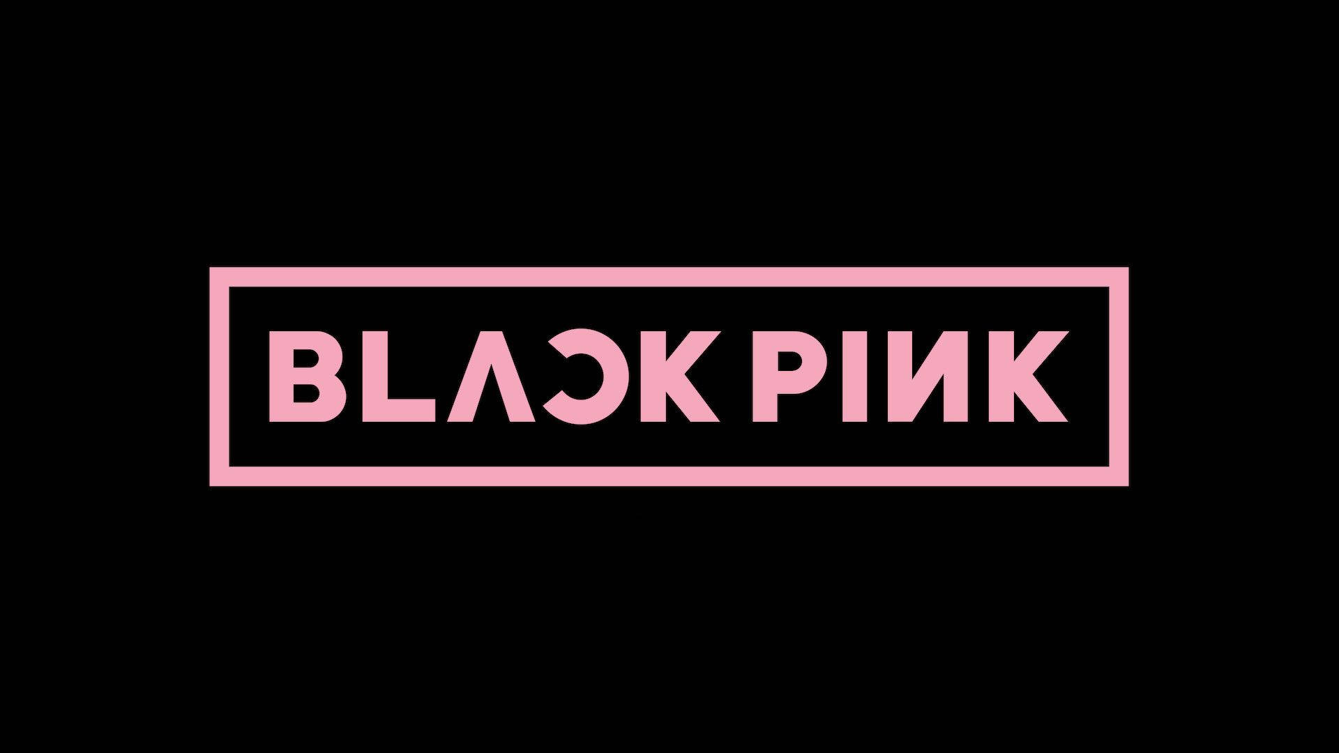 標誌 桌布 壁紙 — 粗體粉紅色 'BLACKPINK' 文字放在相配的方框中，居中於純黑色背景上。