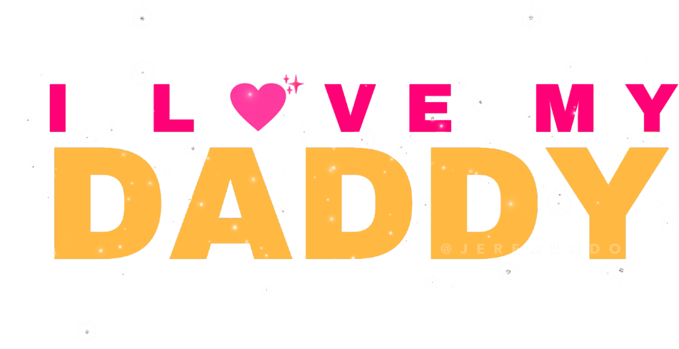 Picsart Love 桌布 壁紙 — 粗體粉紅色和黃色文字在黑色背景上寫著「I LOVE MY DADDY」，並帶有白色飛濺效果。