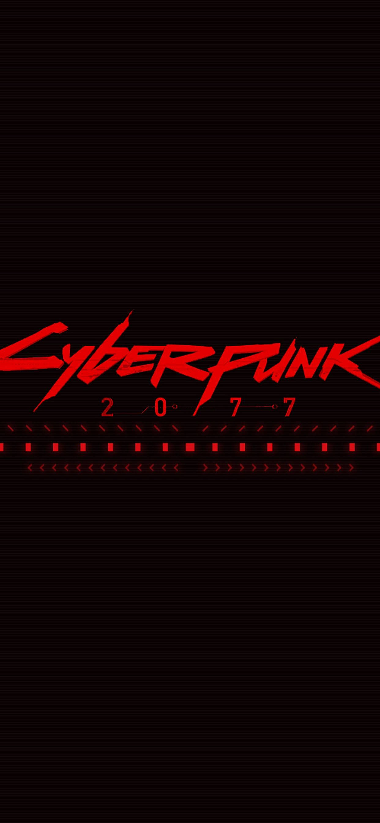 標誌 桌布 壁紙 — 粗體紅色 cyberpunk 文字在帶有水平掃描線和數位膠卷條裝飾的暗色螢幕上發光。