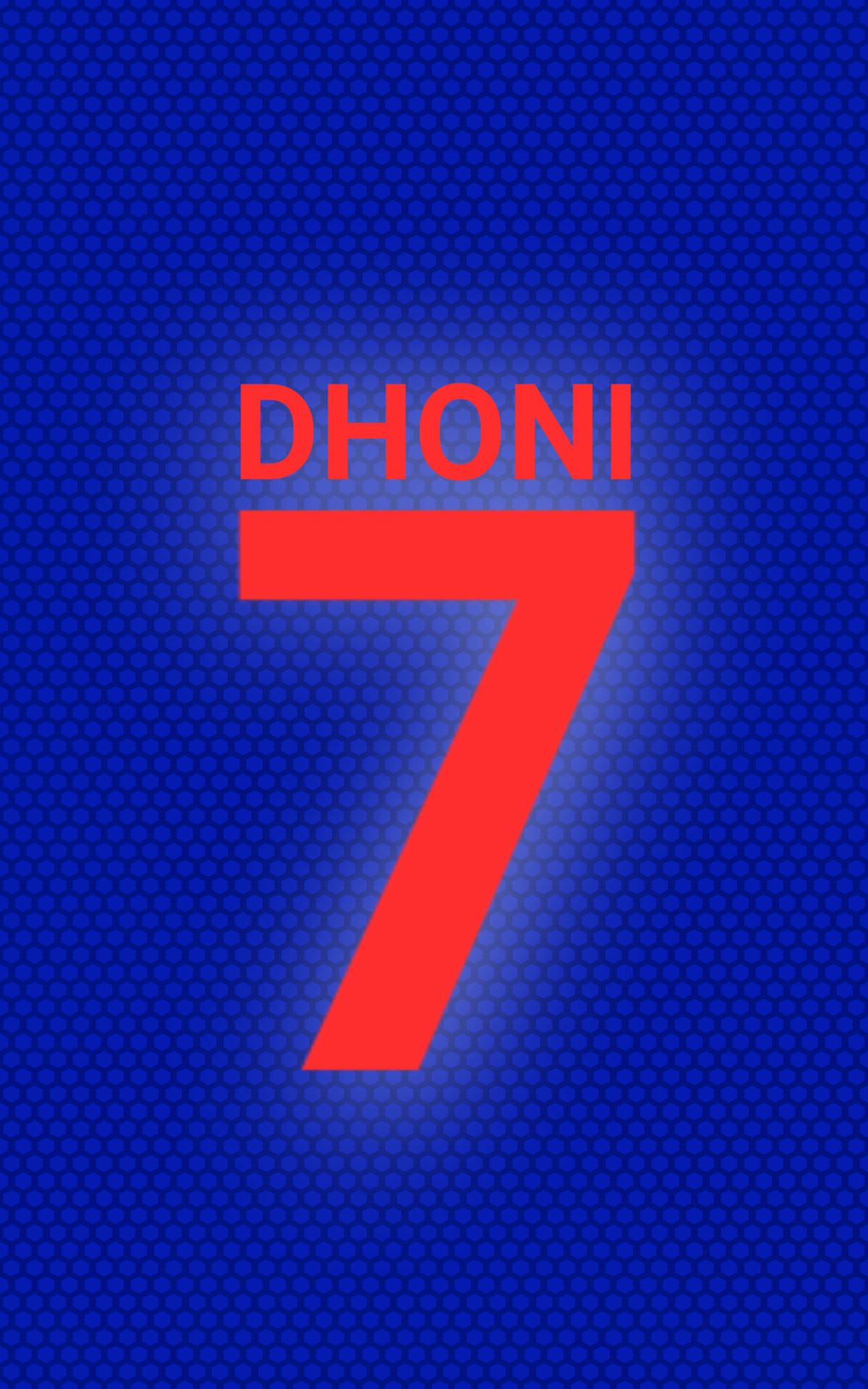 紅色 Dhoni 7 文字在藍色六邊形背景上發光。 — 達竇高清壁紙 壁紙