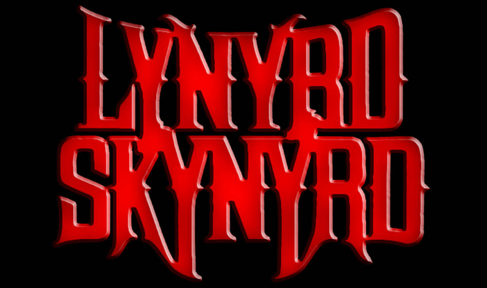 音樂 桌布 壁紙 — 粗體紅色3D文字拼出Lynyrd Skynyrd，背景為純黑色，帶有戲劇性燈光效果。
