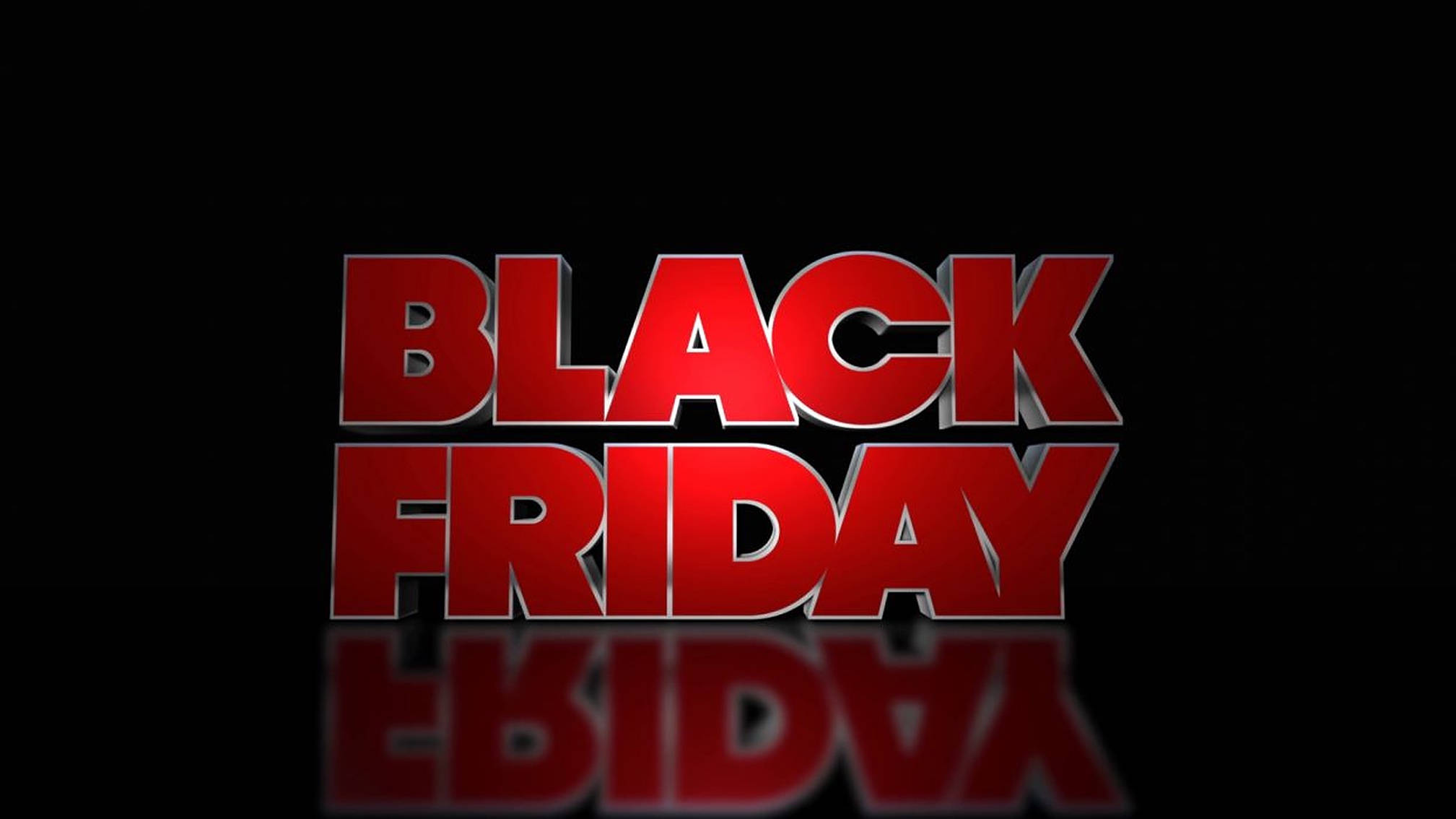 Friday 桌布 壁紙 — 粗體紅色3D文字顯示「BLACK FRIDAY」，表面反光，背景為黑色。