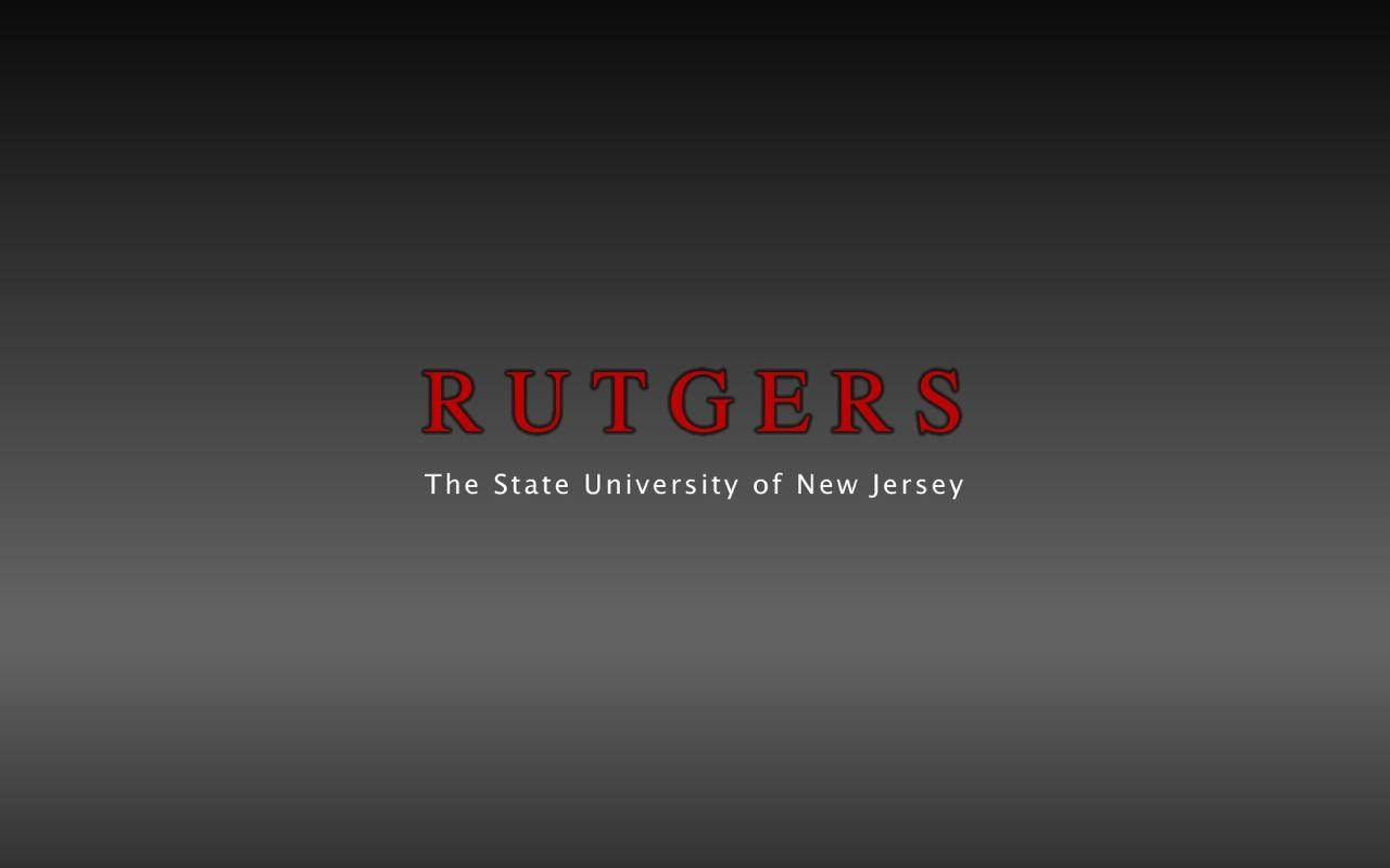 運動 桌布 壁紙 — 粗體紅色Rutgers文字置中於平滑灰色漸層背景上，下方有白色副標題。