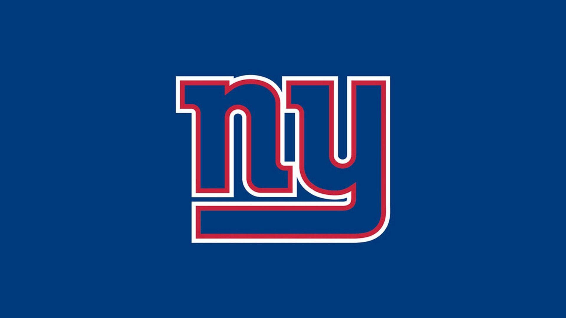 NFL Teams 桌布 壁紙 — 粗體紅色和白色輪廓的ny標誌，居中在純皇家藍色背景上。