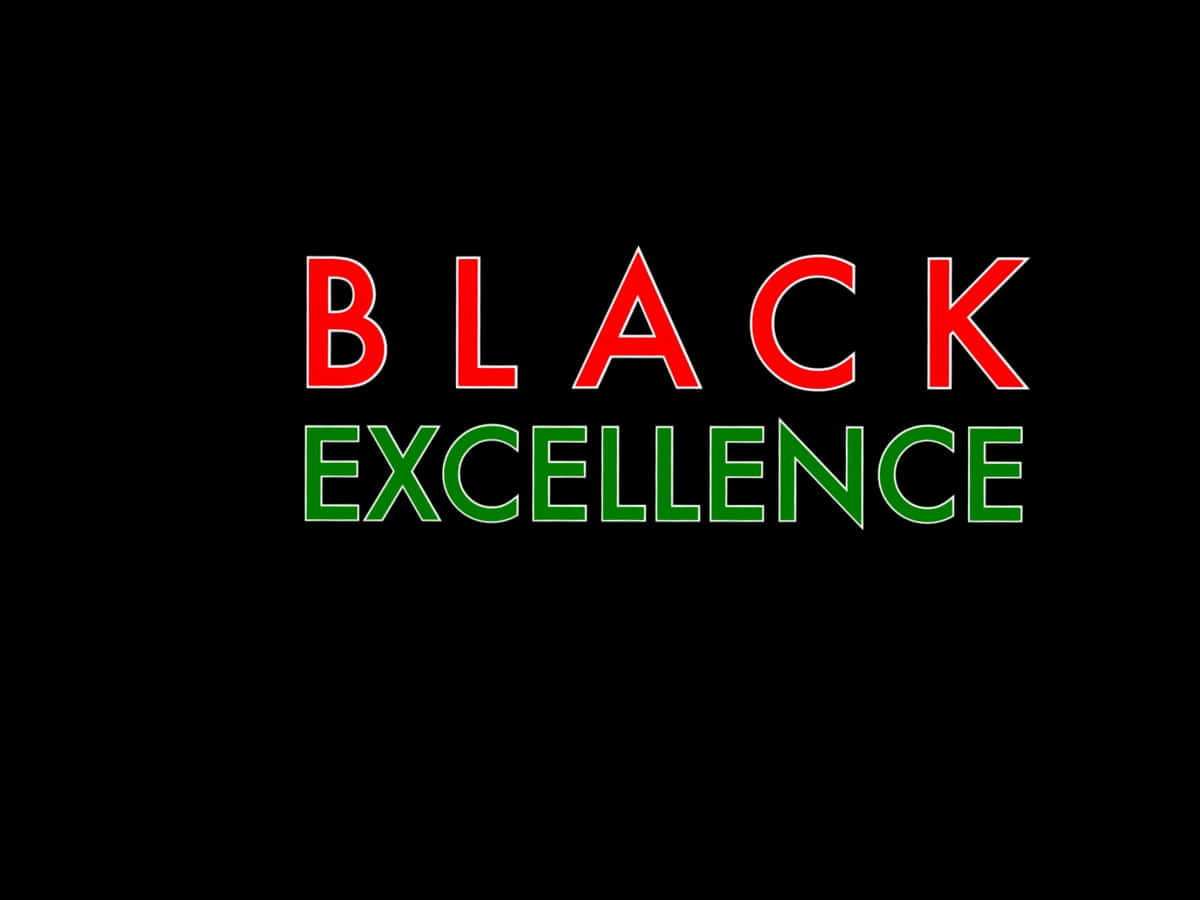Black Excellence 桌布 壁紙 — 粗體紅色和綠色文字「BLACK EXCELLENCE」在純黑色背景上脫穎而出。