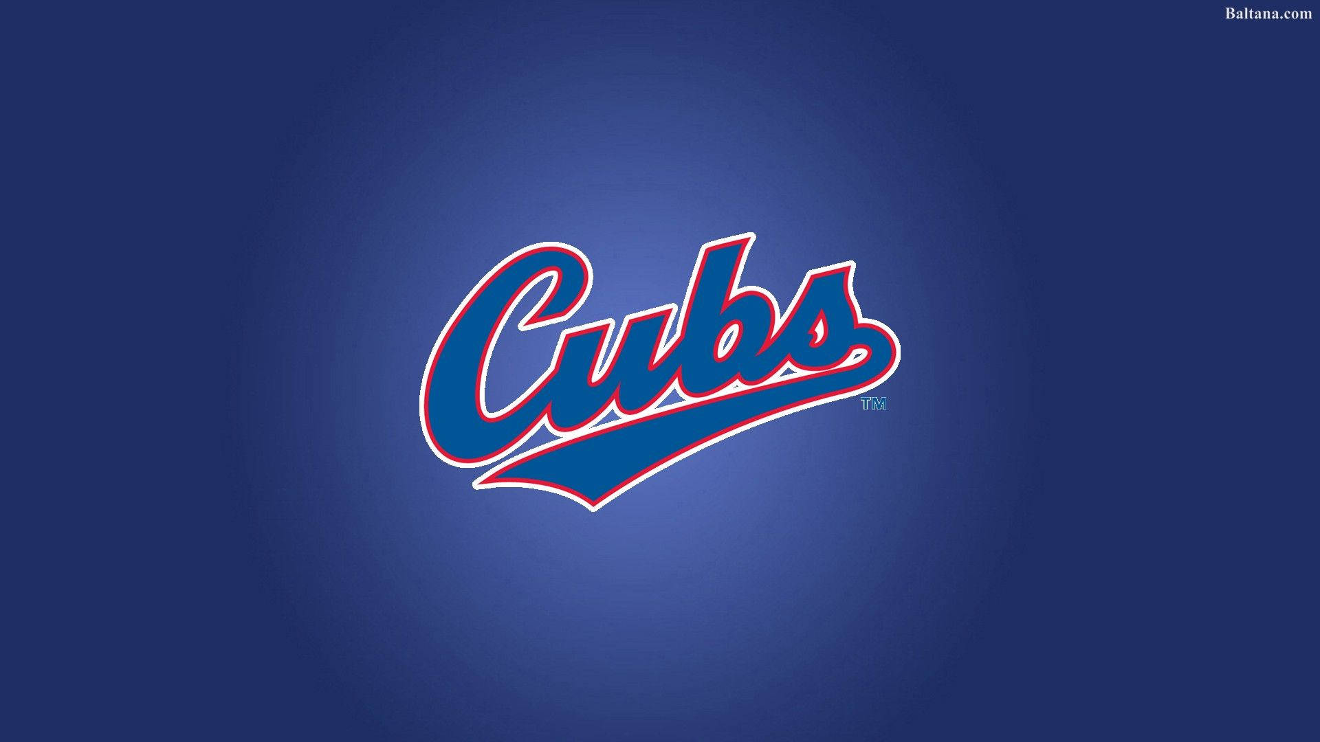 Cubs 桌布 壁紙 — 粗體紅色和藍色字體標誌中「Cubs」一詞居中在漸變藍色背景上。