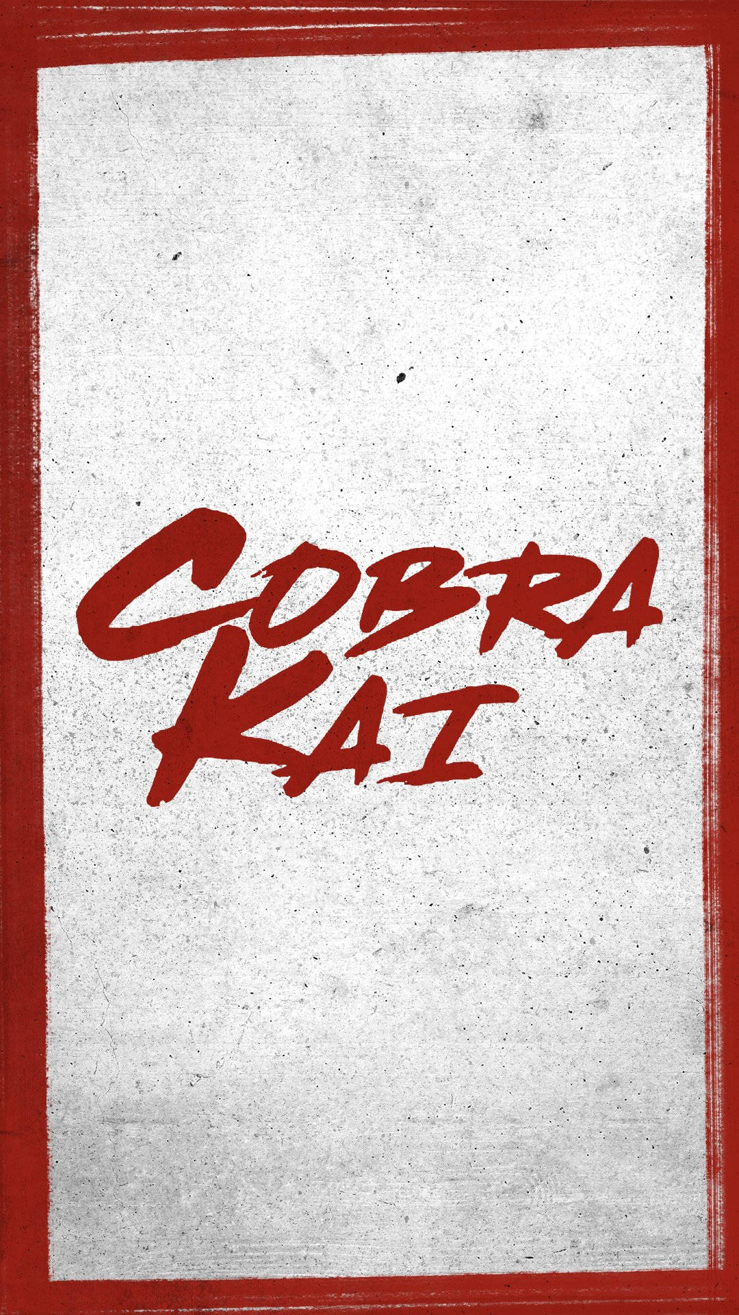 Cobra Kai Phone 桌布 壁紙 — 粗體紅色塗鴉風格文字「COBRA KAI」印在有紋理的白色背景上，並以粗紅色邊框框住。