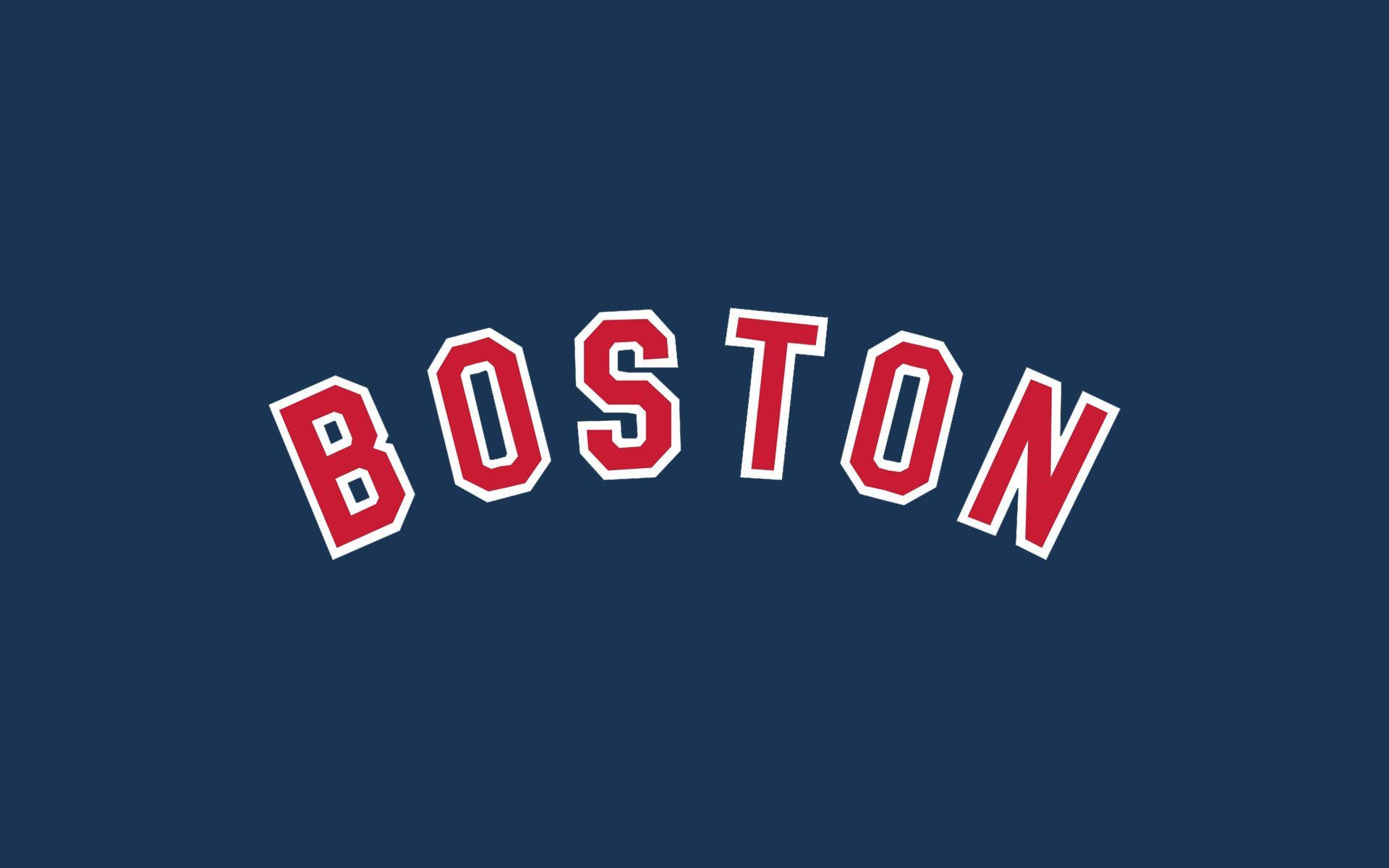 Boston Red Sox 桌布 壁紙 — 粗體紅色拱形「BOSTON」文字搭配白色輪廓，在純海軍藍背景上格外突出。
