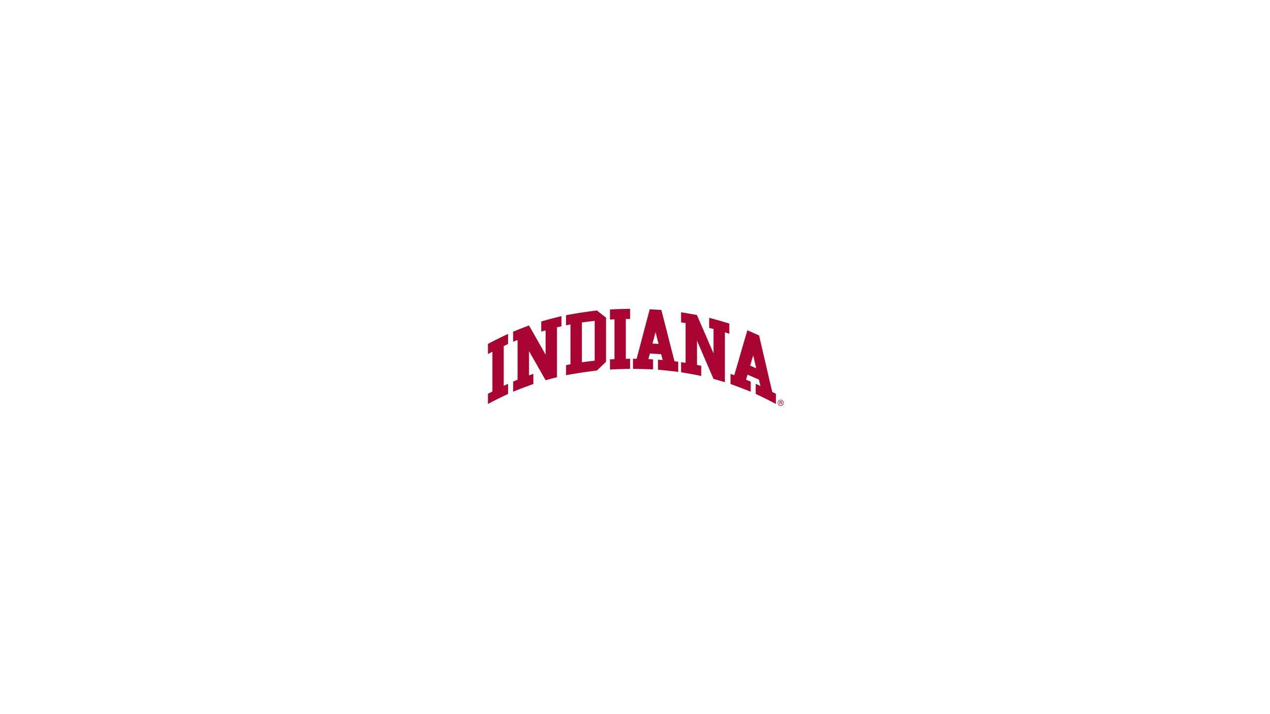 Indiana 桌布 壁紙 — 粗體紅色拱形文字拼寫「INDIANA」，居中於純白色背景上。