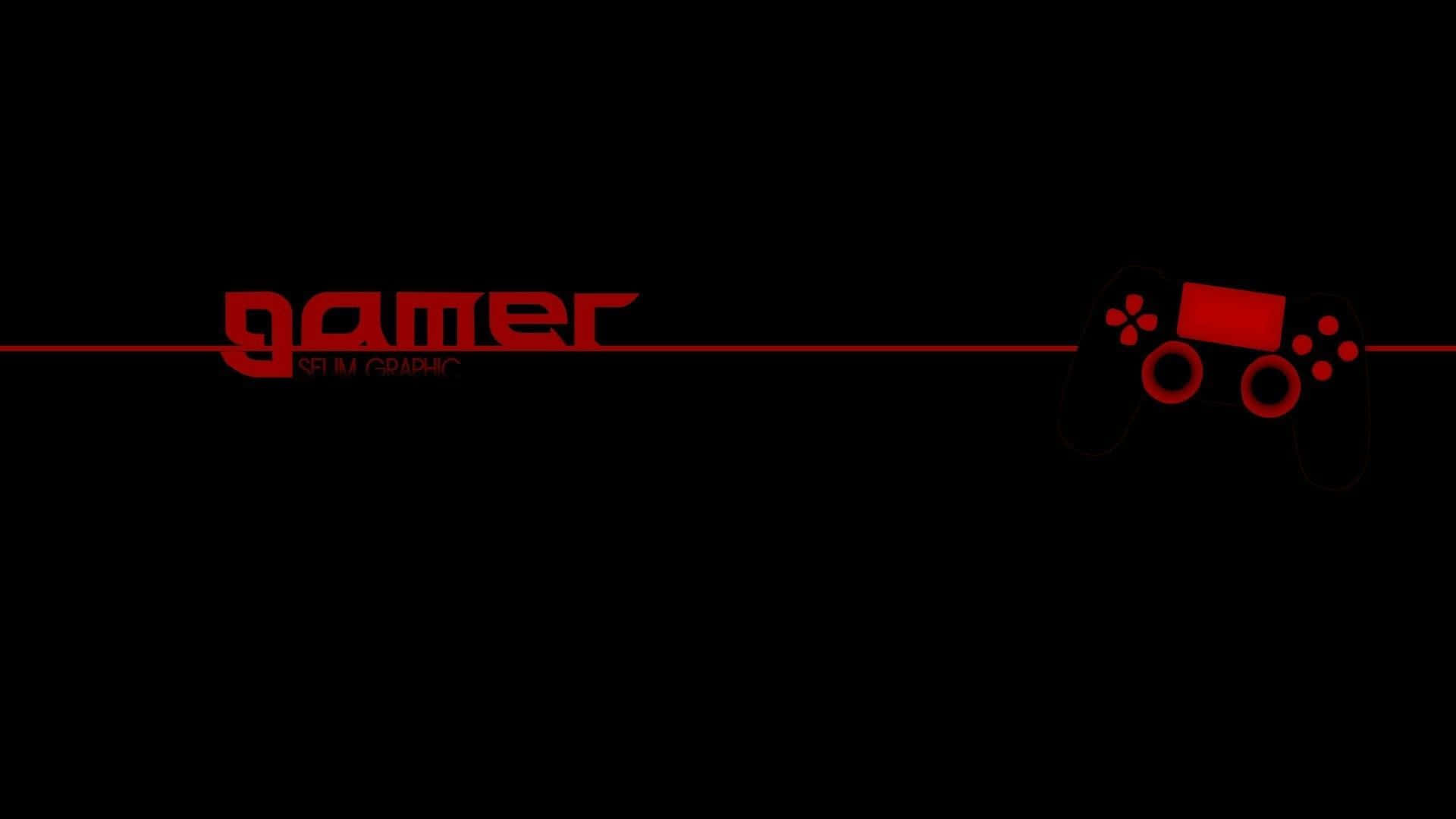 YouTube Gaming 桌布 壁紙 — 粗體紅色文字 gamer 及控制器圖示，黑色背景上有一條細紅線。