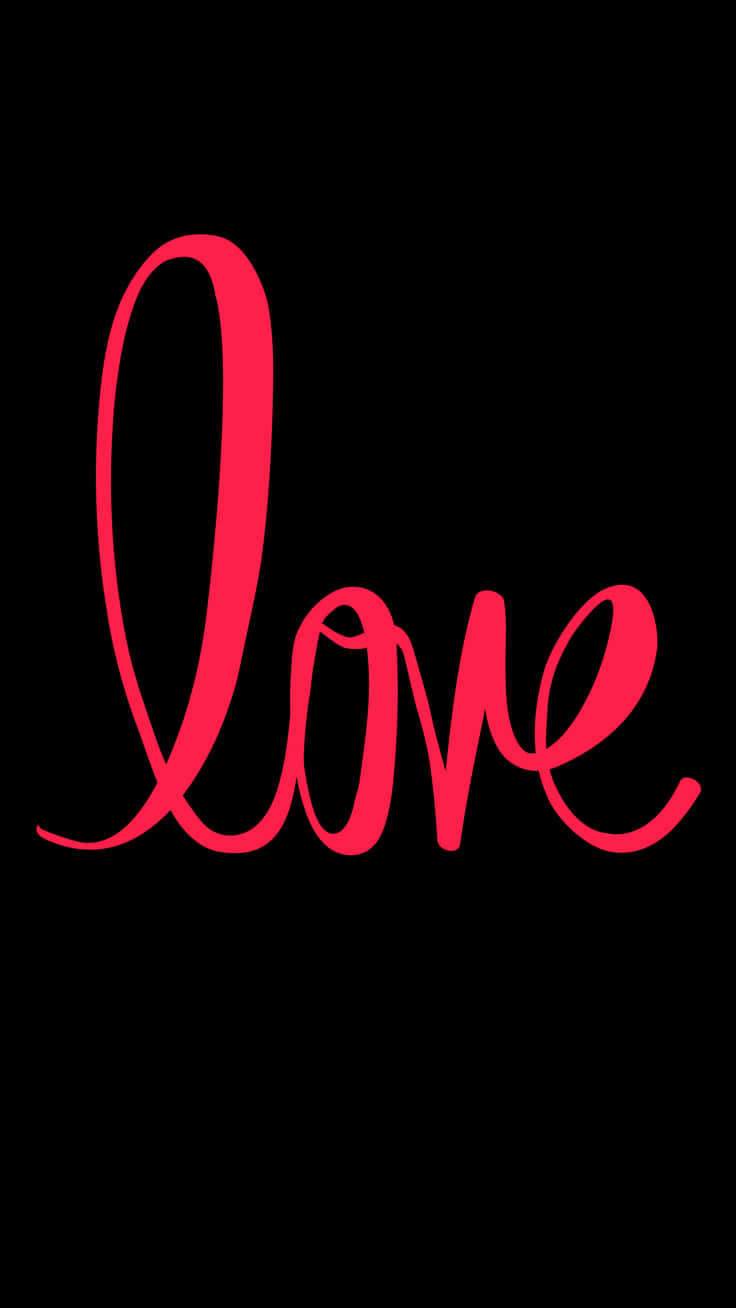 桌布 壁紙 — 粗體紅色草書字體「love」在純黑色背景上格外突出。