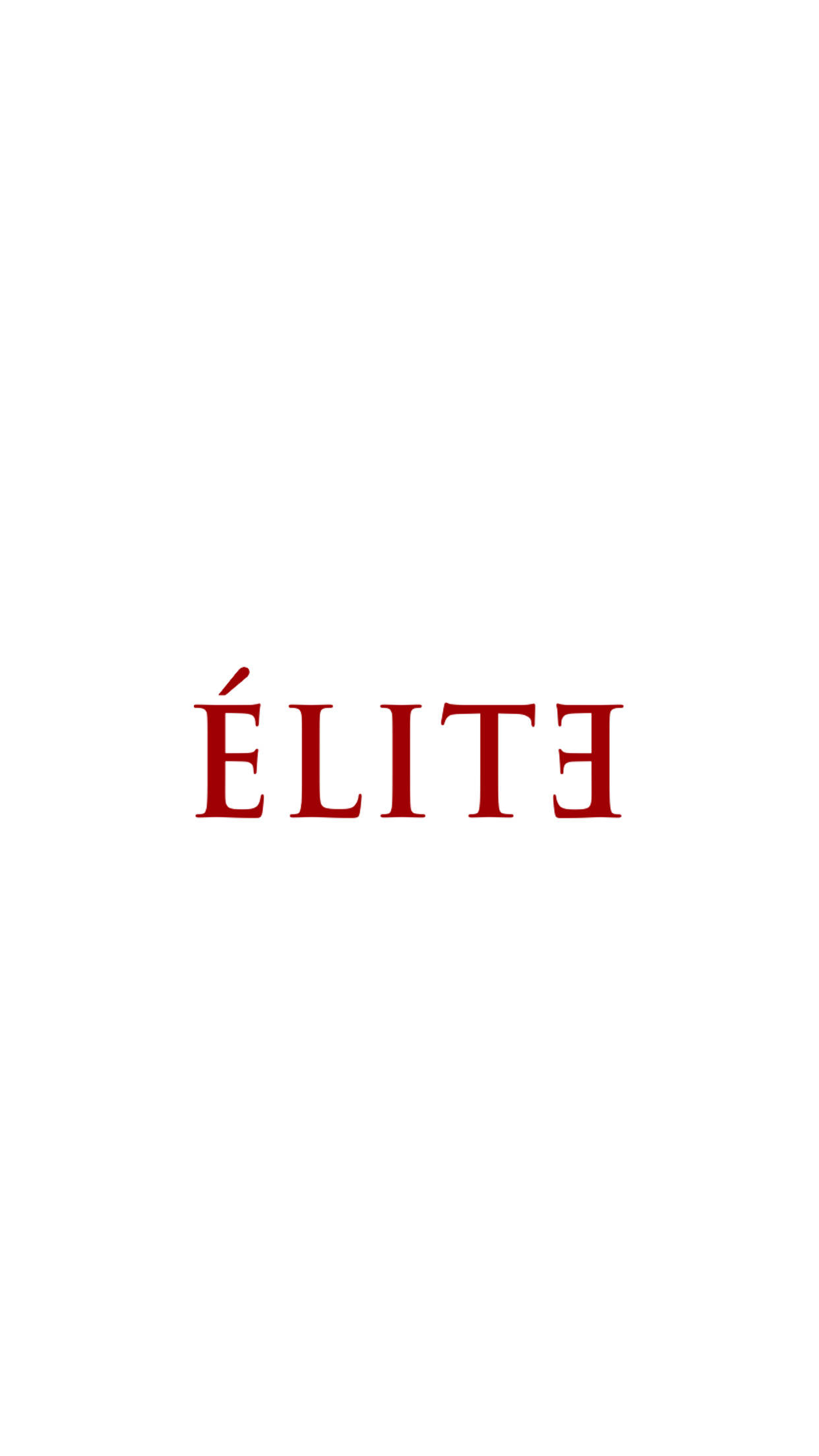 Elite 桌布 壁紙 — 粗體紅色襯線字體「ÉLITE」居中於純白色背景上。
