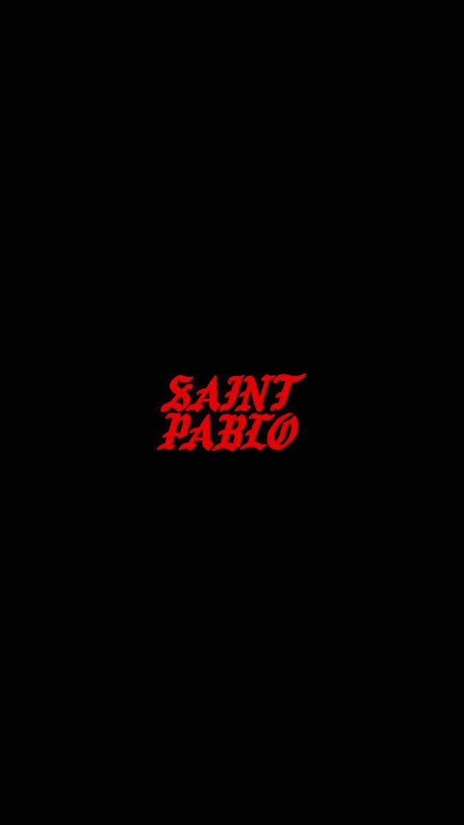 巴布羅·埃斯科巴 桌布 壁紙 — 粗體紅色風格文字 Saint Pablo 居中顯示在純黑色背景上。