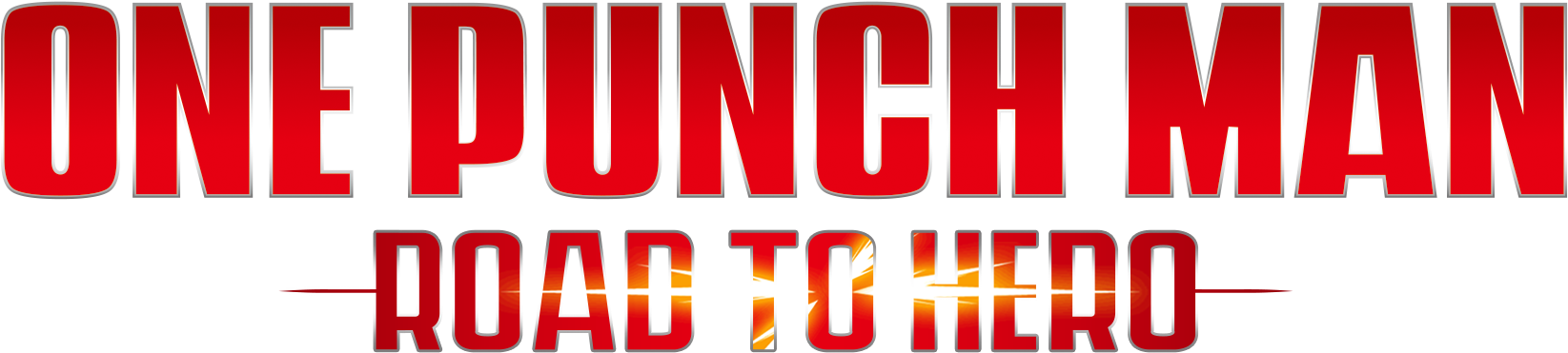標誌 桌布 壁紙 — 粗體紅色風格文字在黑色背景上寫著「ONE PUNCH MAN ROAD TO HERO」，帶有火焰般的點綴。
