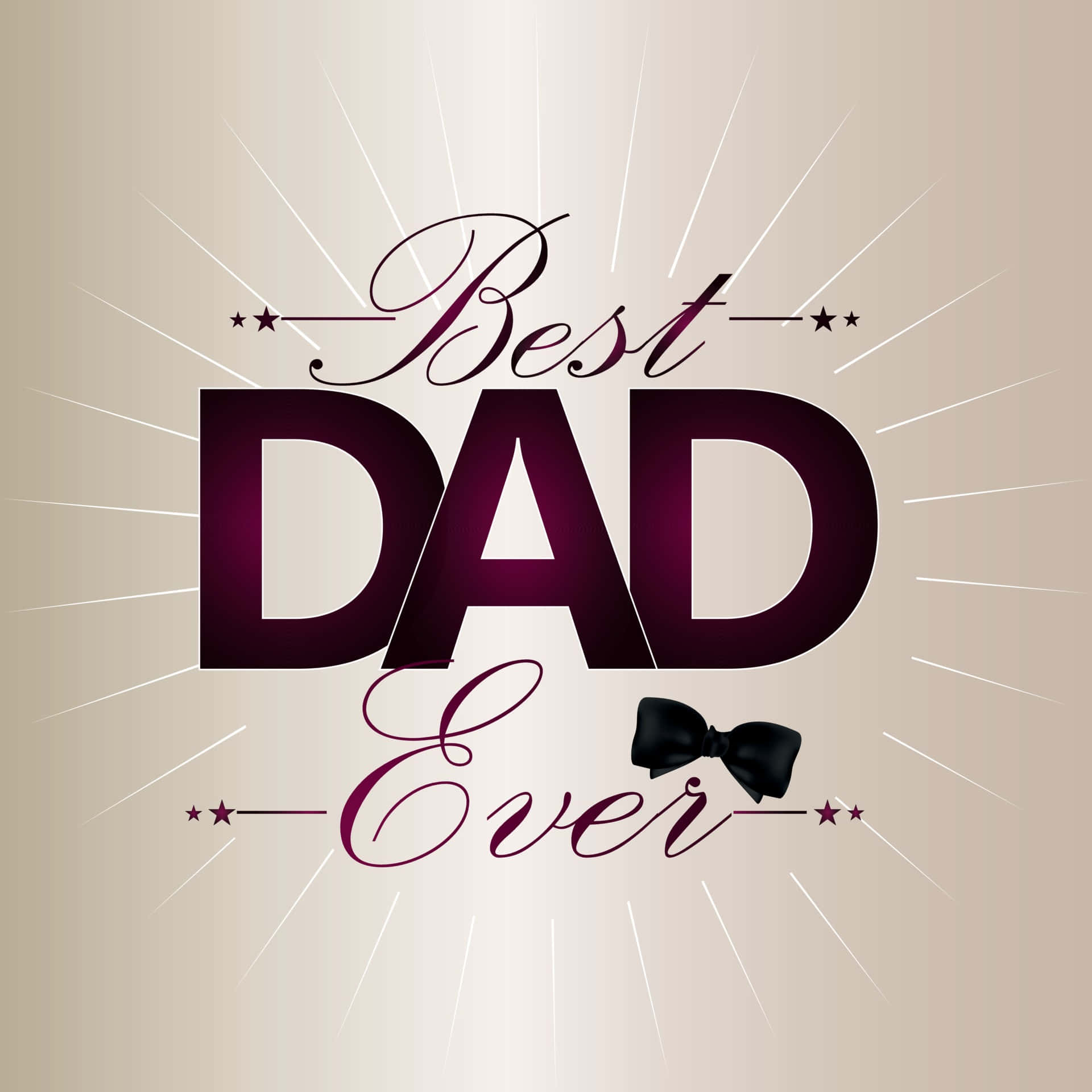 Dad 桌布 壁紙 — 粗體紫色文字宣示『最好的爸爸』，搭配黑色蝴蝶結和星芒射線，背景為米色漸層。