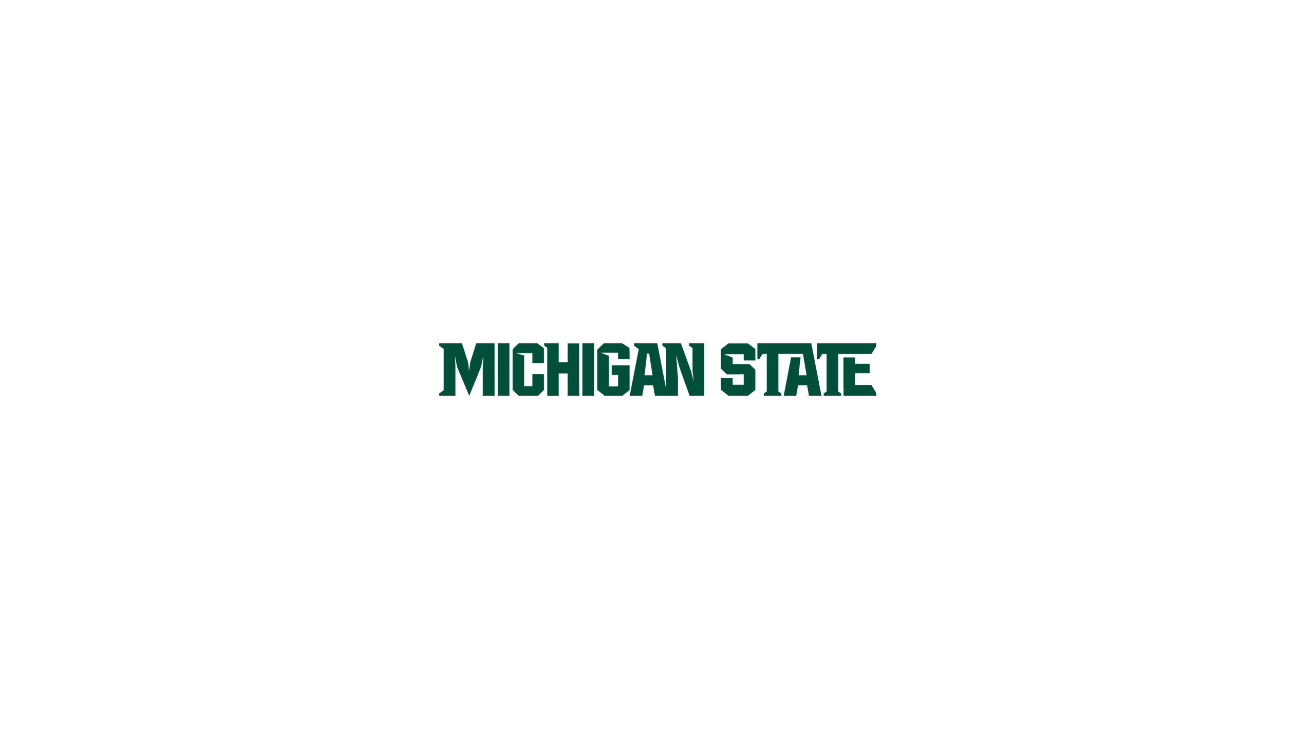 Michigan 桌布 壁紙 — 粗體綠色密西根州立大學文字居中於純白背景上。