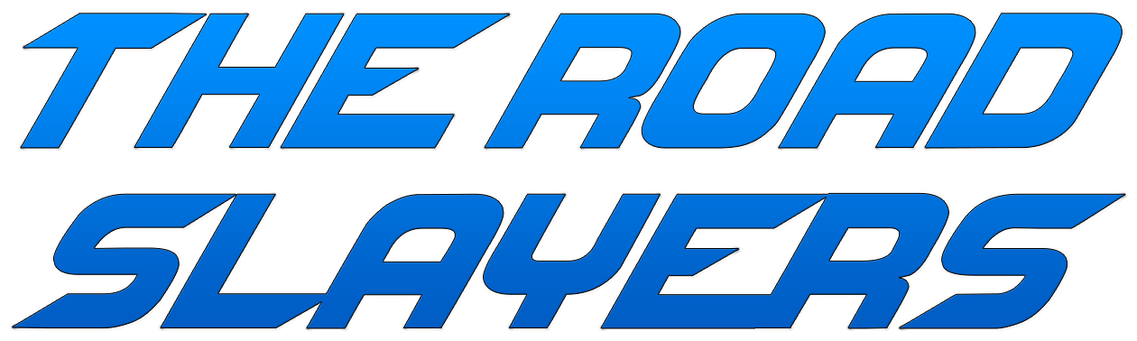 極速快感 回報 桌布 壁紙 — 粗體藍白風格文字「THE ROAD SLAYERS」顯示在黑色背景上。