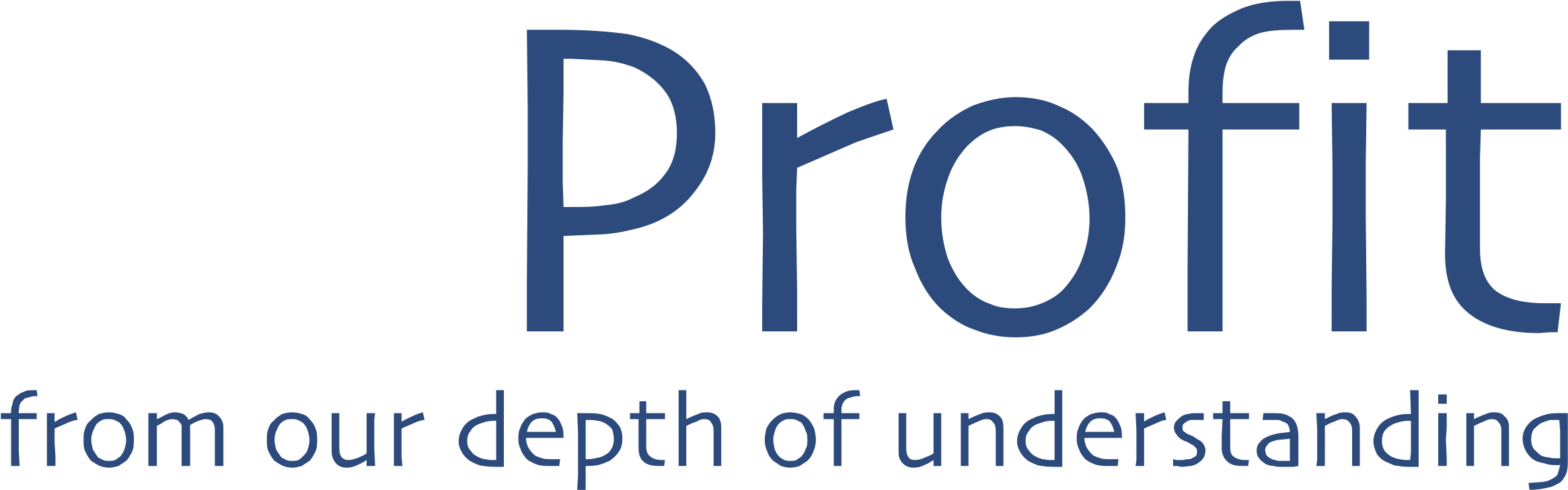 Investment 桌布 壁紙 — 粗體藍色文字「Profit from our depth of understanding」顯示在純黑色背景上。