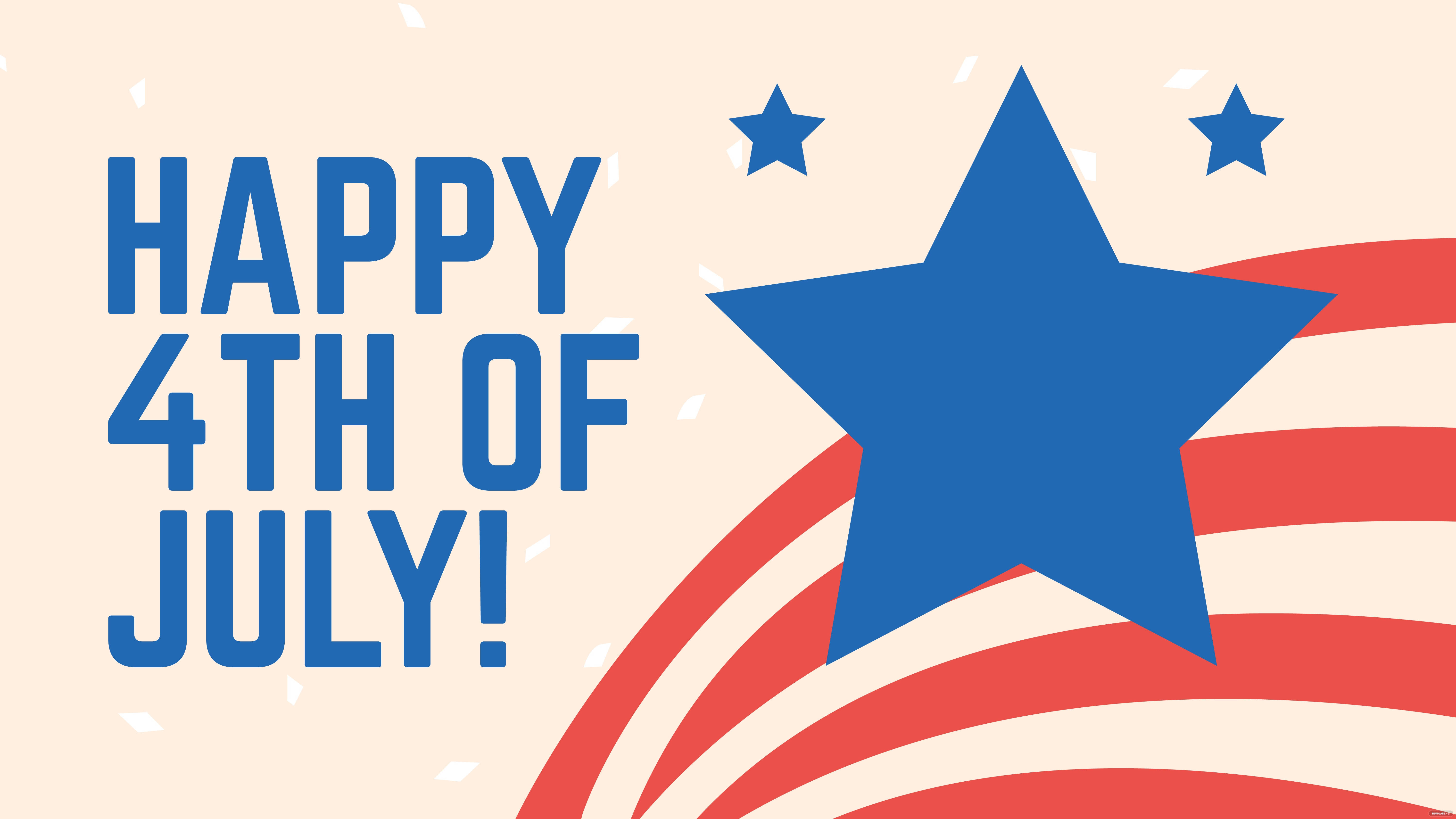 fourth of july 桌布 壁紙 — 粗體藍色文字在帶有紅色條紋和藍色星星的奶油色背景上顯示 happy 4th of july。