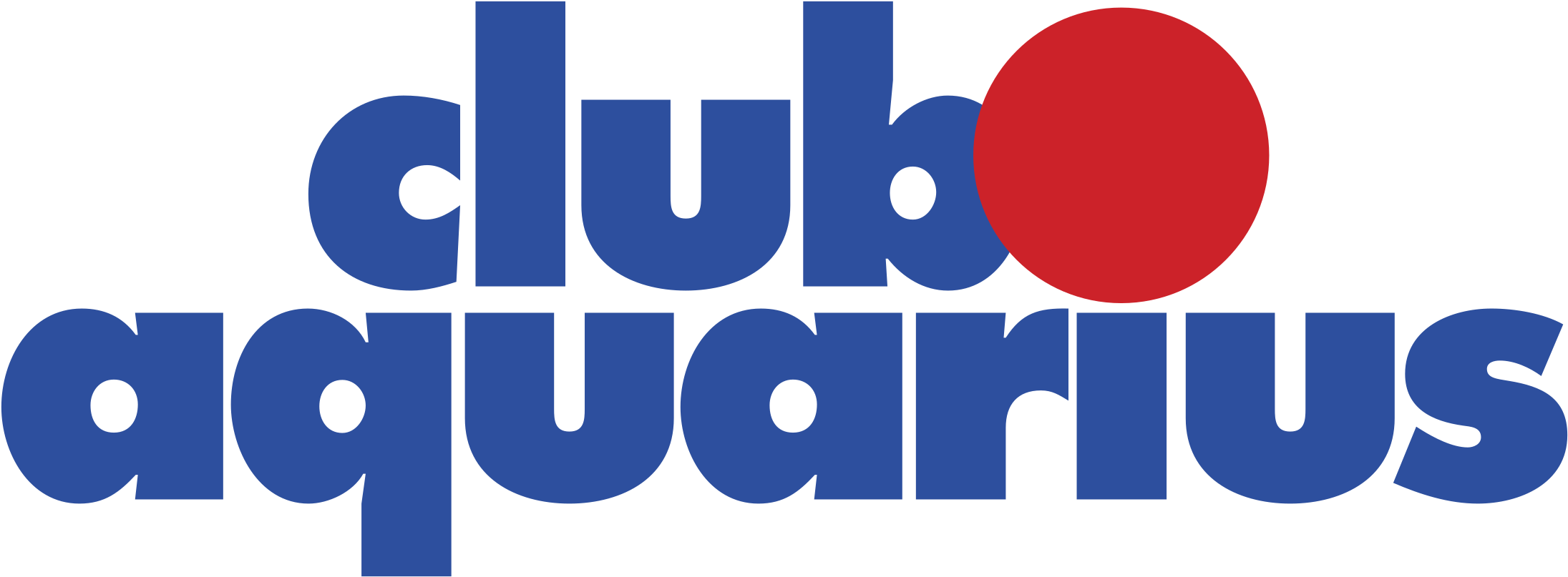 aquarius 桌布 壁紙 — 粗體藍色文字顯示 club aquarius，並以紅色圓圈取代 'o'，背景為黑色。
