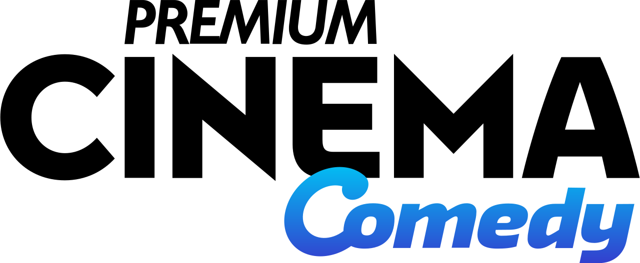 標誌 桌布 壁紙 — 粗體藍色漸變字體「Comedy」置於純黑色背景中央。