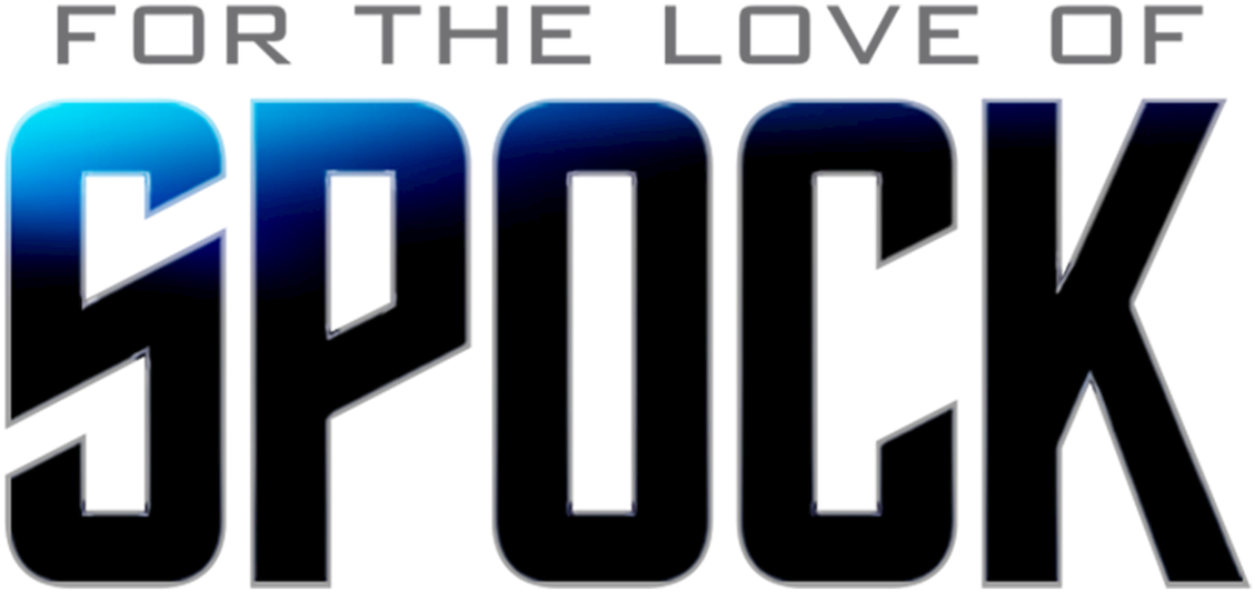 Star Trek Enterprise 桌布 壁紙 — 粗體金屬文字顯示「FOR THE LOVE OF SPOCK」，帶有藍色到黑色的漸變和銀色輪廓，背景為黑色。