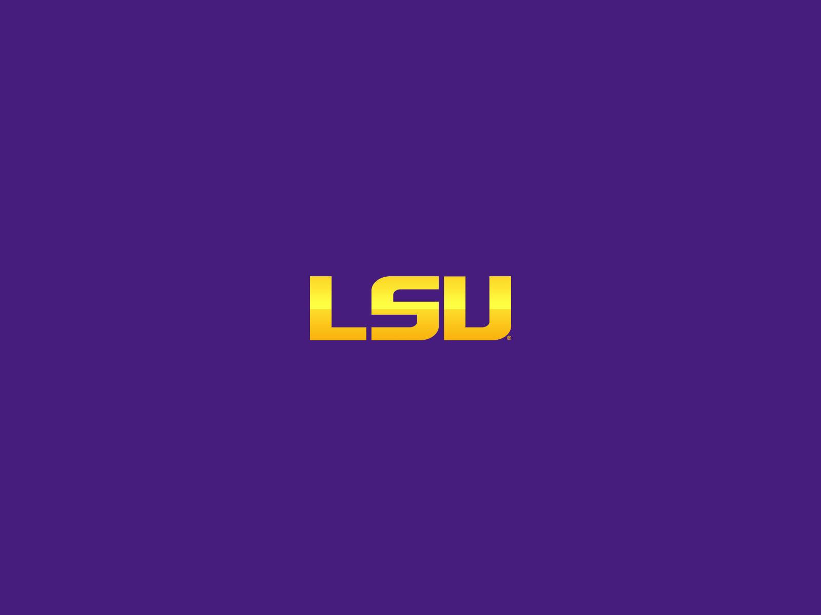 LSU 桌布 壁紙 — 粗體金色LSU字母居中於純紫色背景上，帶有微妙的漸變燈光。