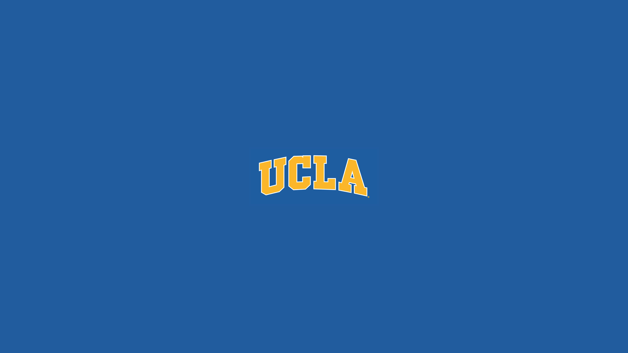 ucla 桌布 壁紙 — 粗體黃色UCLA字母居中於純藍色背景上，設計簡潔極簡。