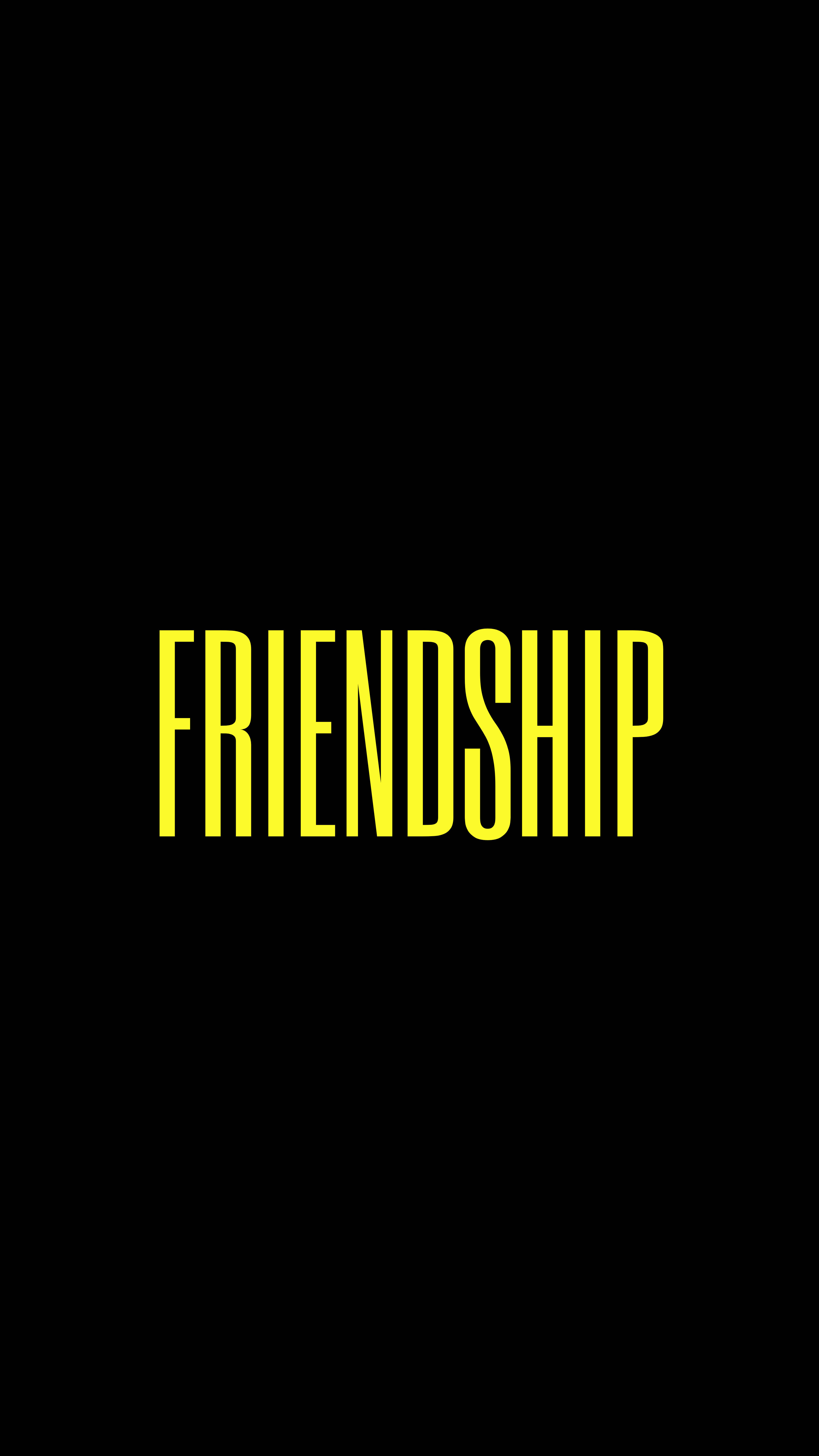 Friendship 桌布 壁紙 — 粗體黃色文字在純黑背景中央拼出友誼。