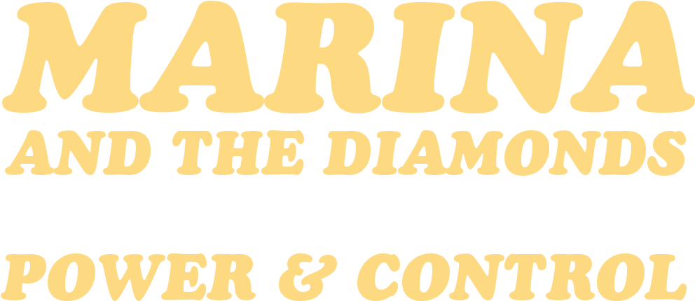 marina 桌布 壁紙 — 粗體黃色文字寫著 Marina and the Diamonds Power & Control，背景為純黑色。