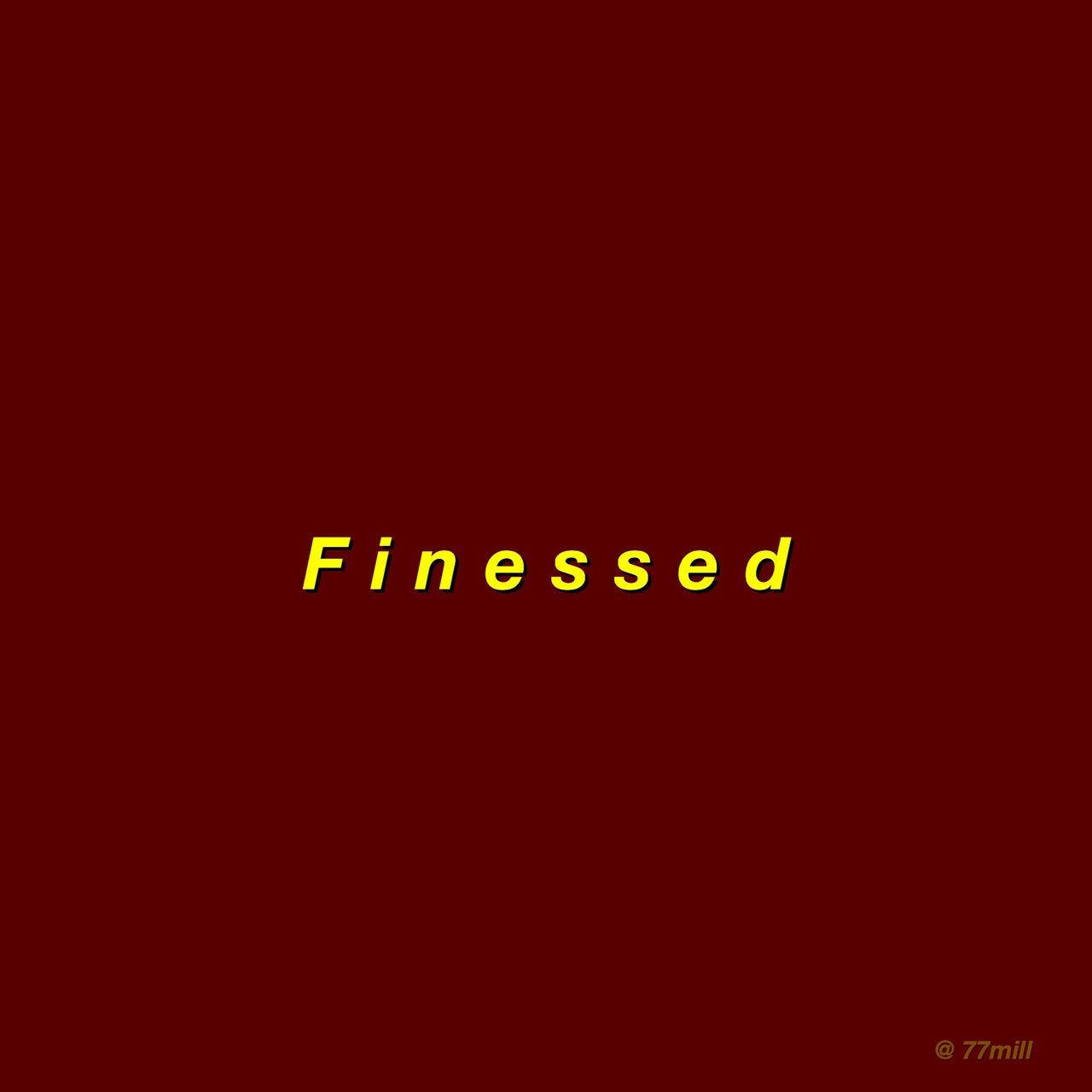 Red Baddie 桌布 壁紙 — 粗體黃色文字拼寫「Finessed」居中在純深紅色背景上。