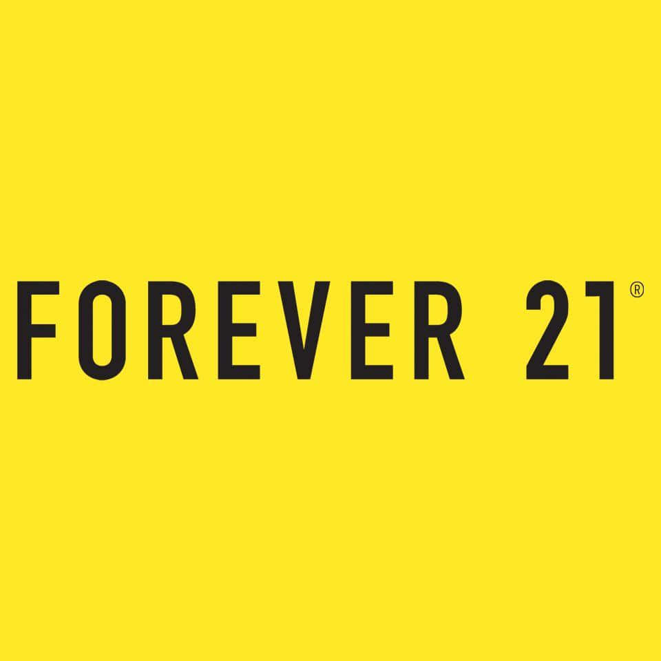 永遠21 桌布 壁紙 — 粗體黑色「FOREVER 21」文字置中於純亮黃色背景上。