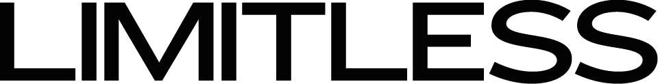 Typography 桌布 壁紙 — 粗體黑色 'LIMITLESS' 文字，採用現代無襯線字體，置於潔白背景上。