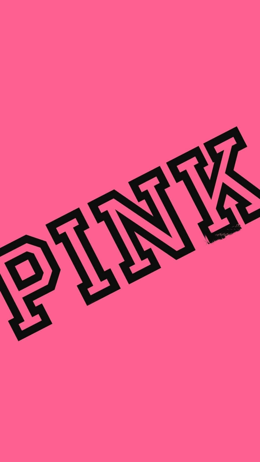 桌布 壁紙 — 粗體黑色 'PINK' 文字斜向橫跨在純色鮮豔粉紅背景上。