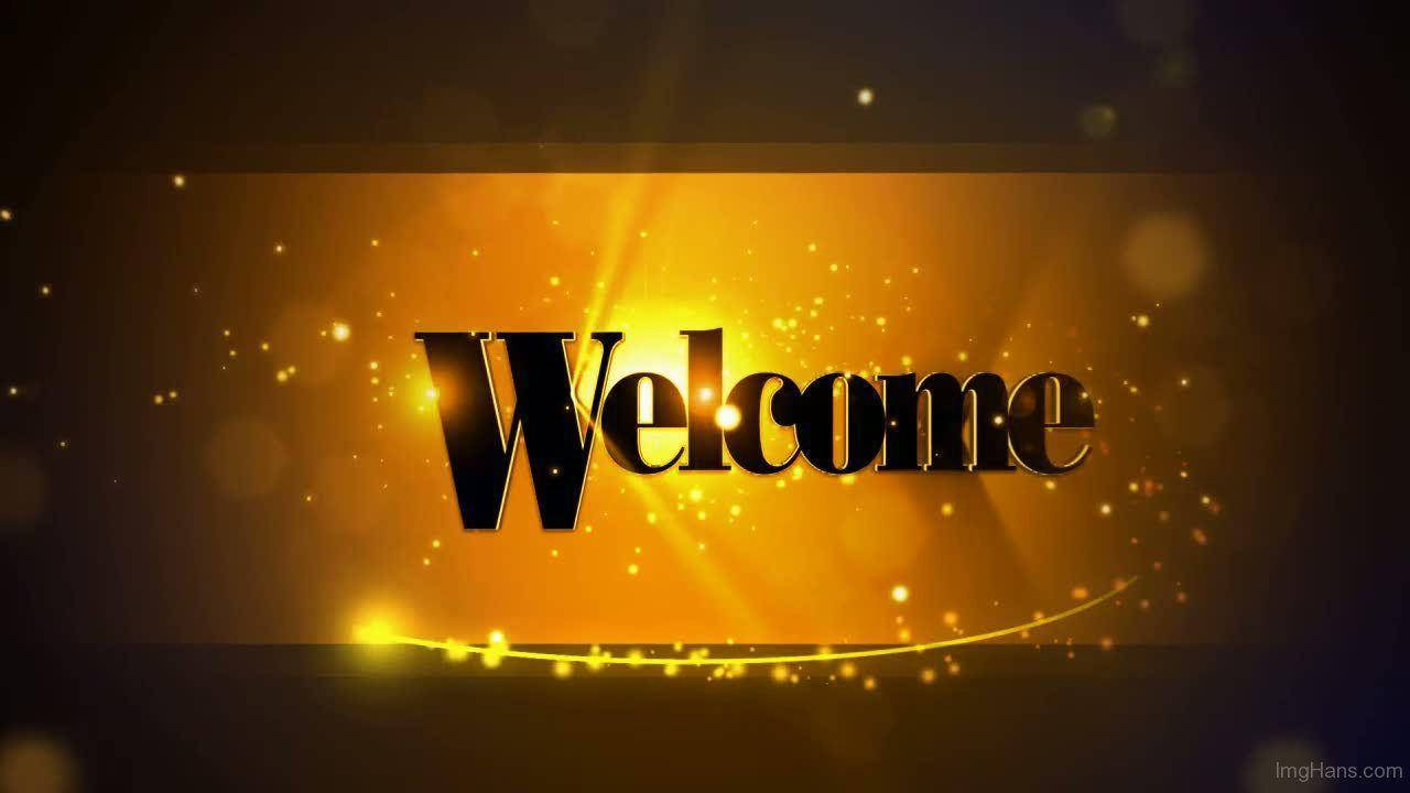 Welcome 桌布 壁紙 — 粗體黑色「歡迎」文字在閃爍的金色背景上發光，帶有閃爍的粒子和鏡頭光暈。