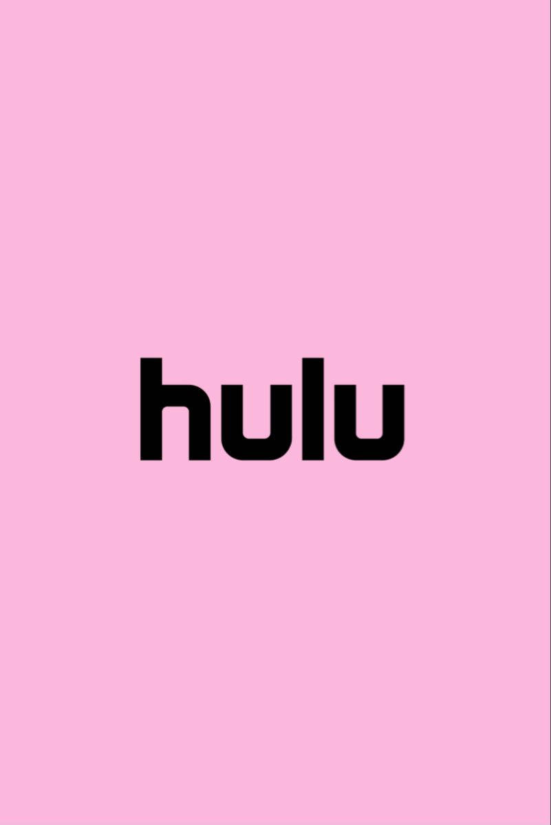 Hulu 桌布 壁紙 — 粗體黑色Hulu標誌居中於純色粉彩粉紅背景上。