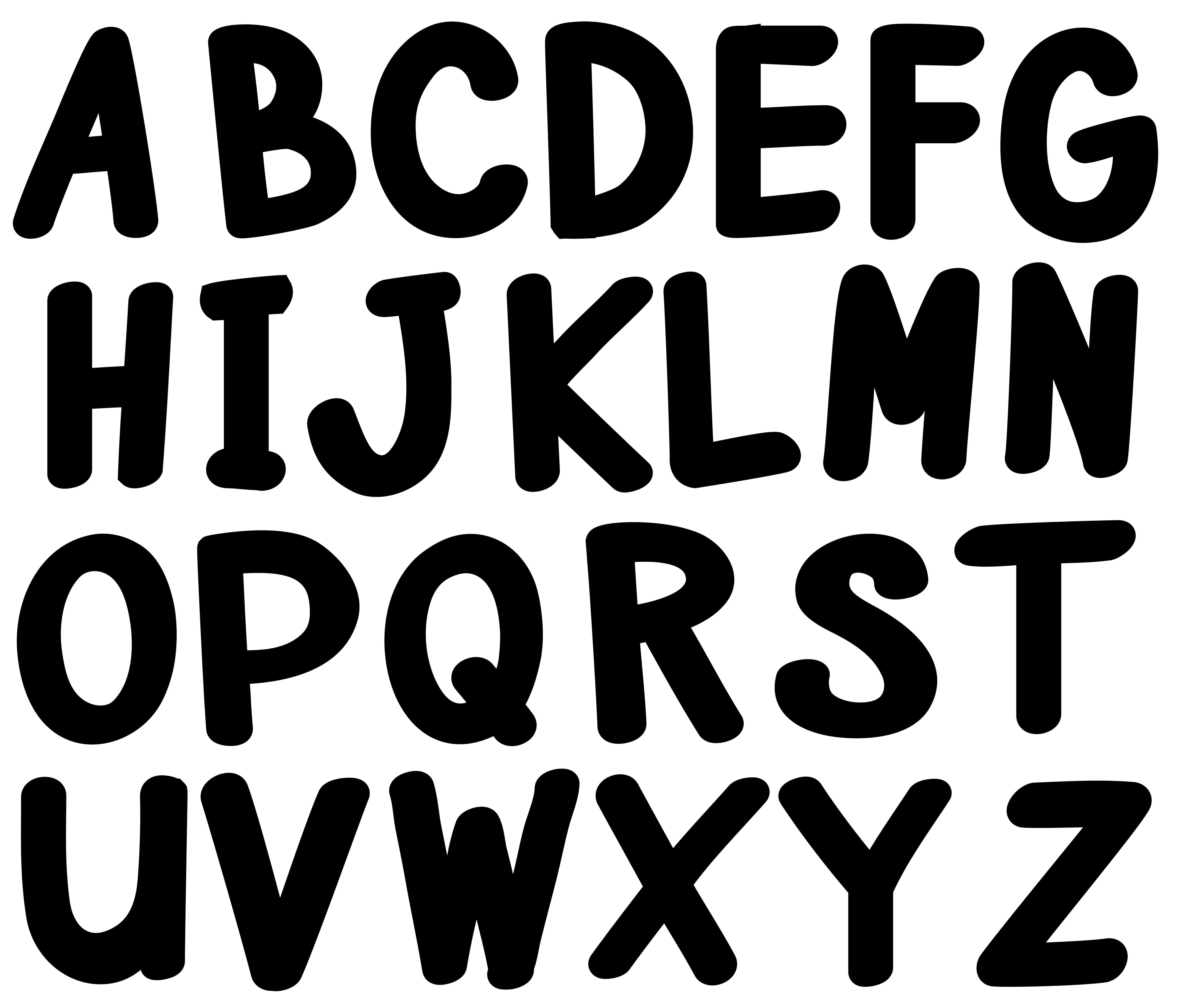Black And White Letter 桌布 壁紙 — 粗體黑色大寫字母在潔白背景上排列成四行。