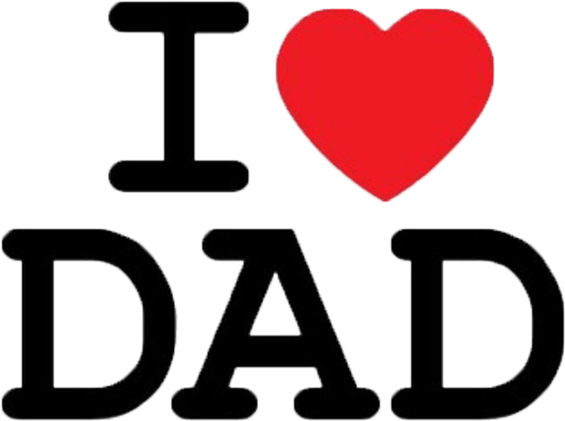 Father 桌布 壁紙 — 粗體黑色字母拼出 I heart DAD，並帶有鮮豔的紅色心形符號，背景為純黑色。