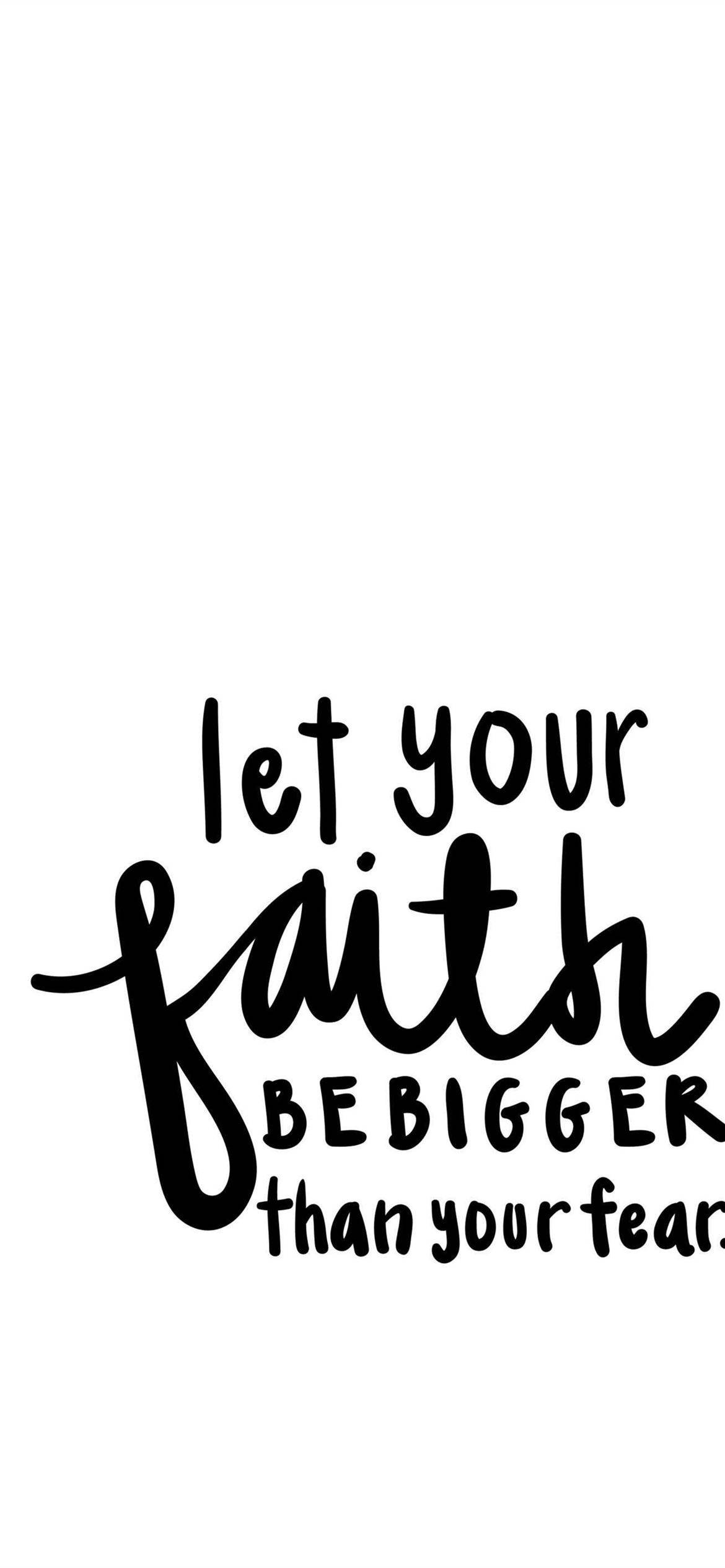 Motivational Quotes 桌布 壁紙 — 粗體黑色手寫文字在純白背景上寫著：讓你的信念比恐懼更大。