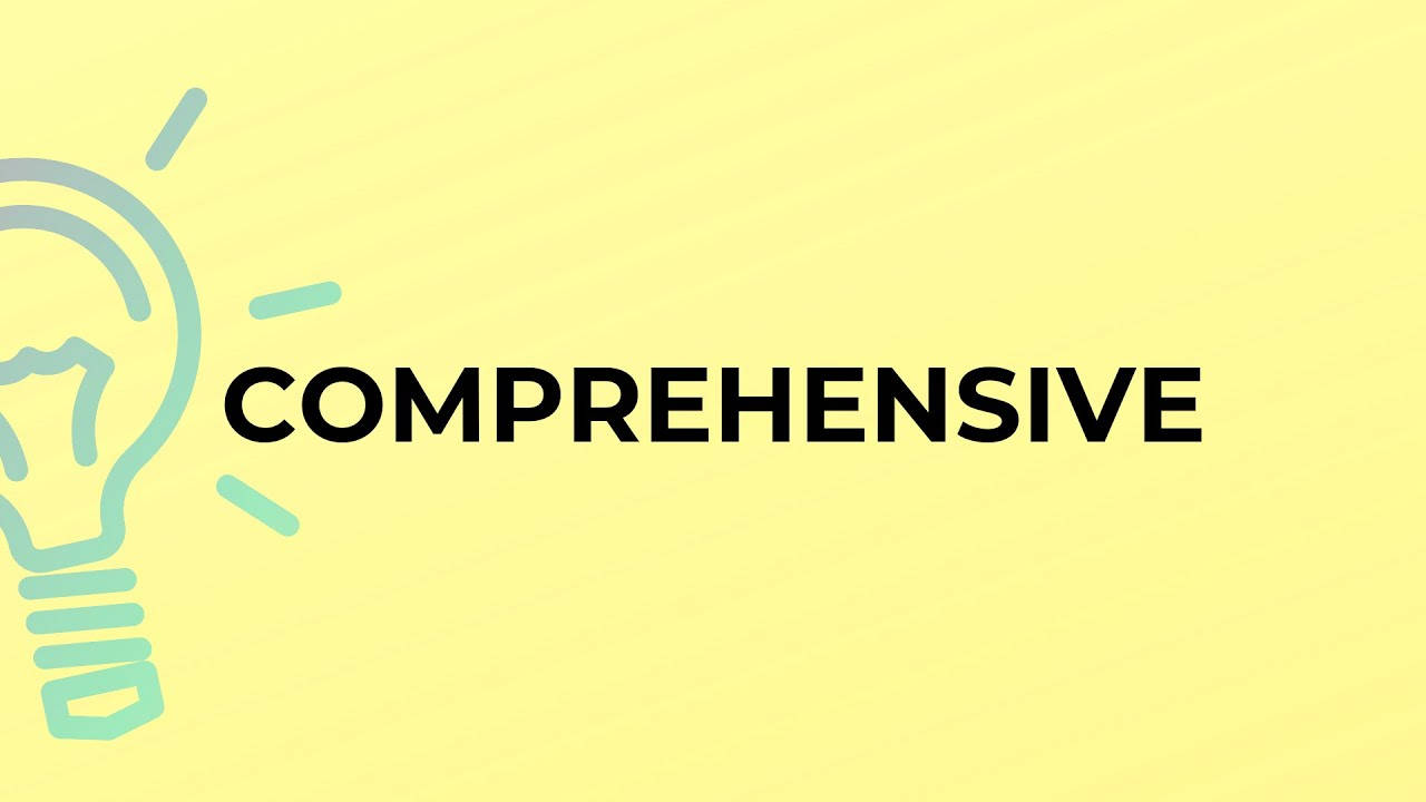 Word 桌布 壁紙 — 粗體黑色文字 comprehensive 位於柔和黃色背景上的燈泡圖示旁邊。