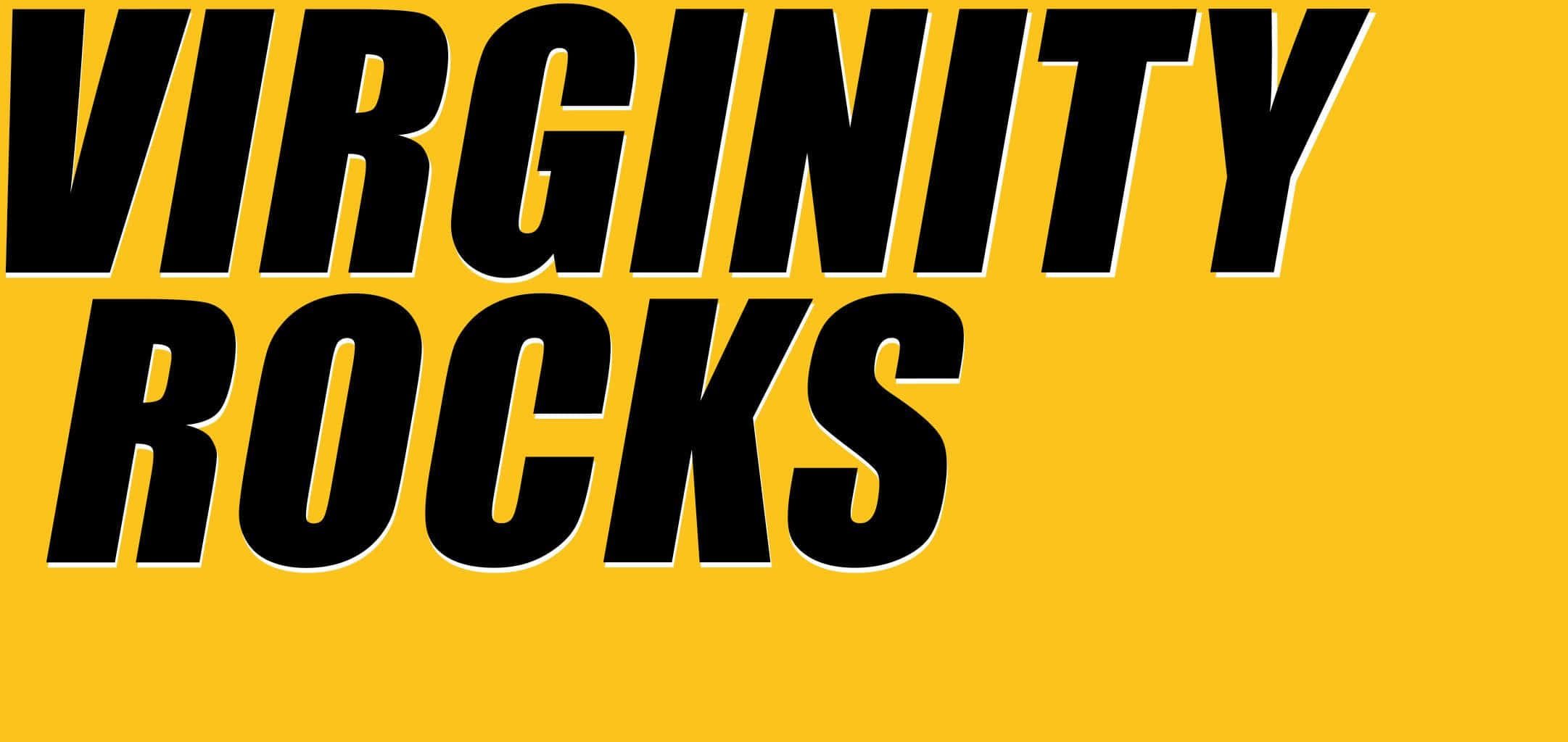 Celebrity 桌布 壁紙 — 粗體黑色文字 VIRGINITY ROCKS 以風格化字體在純黃色背景上突出顯示。