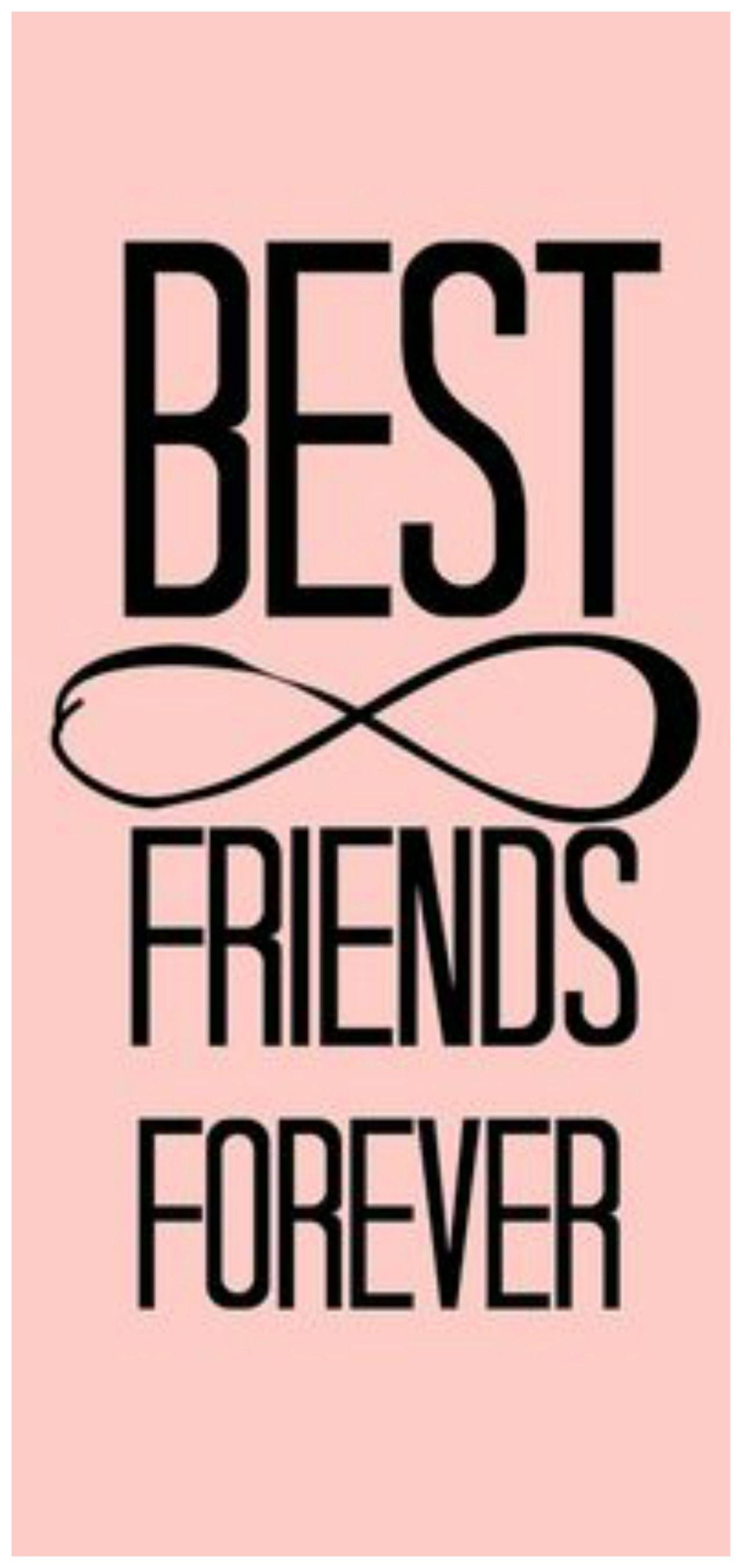 Best Friends Forever 桌布 壁紙 — 粗體黑色文字在柔和的粉紅色背景上，搭配無限符號，宣告「永遠的好朋友」。