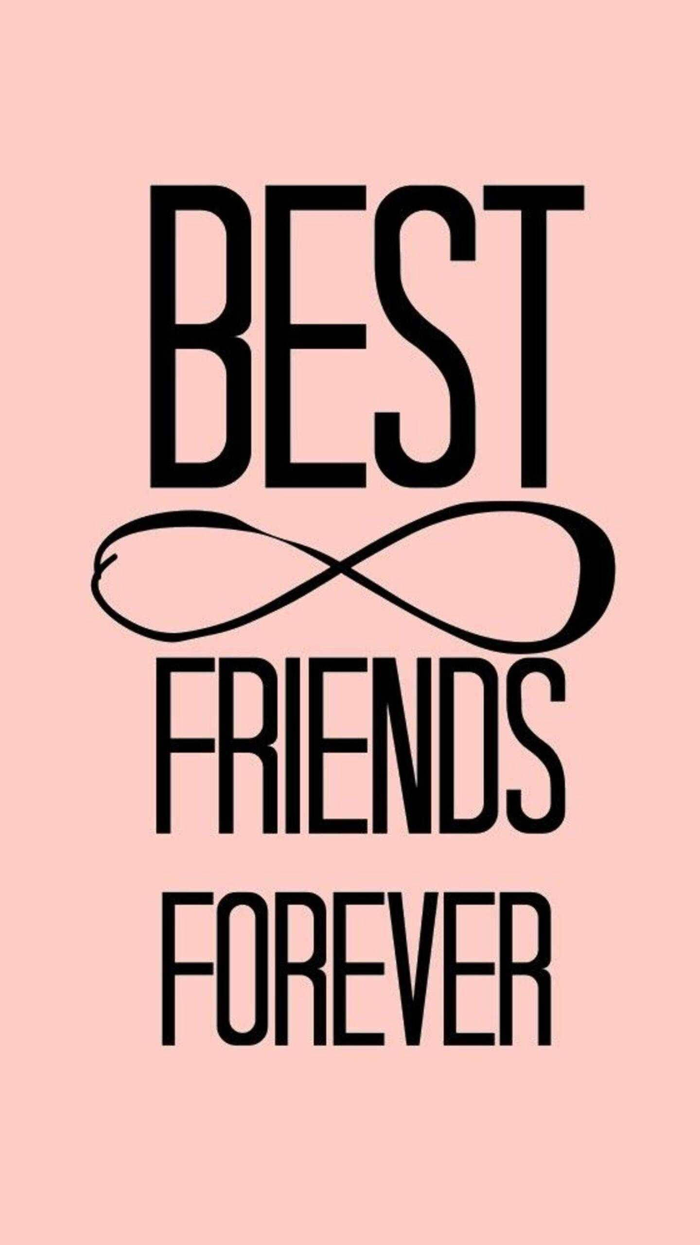 Bff 桌布 壁紙 — 粗體黑色文字寫著「BEST FRIENDS FOREVER」，並在柔和的粉紅色背景中央有一個無限符號。