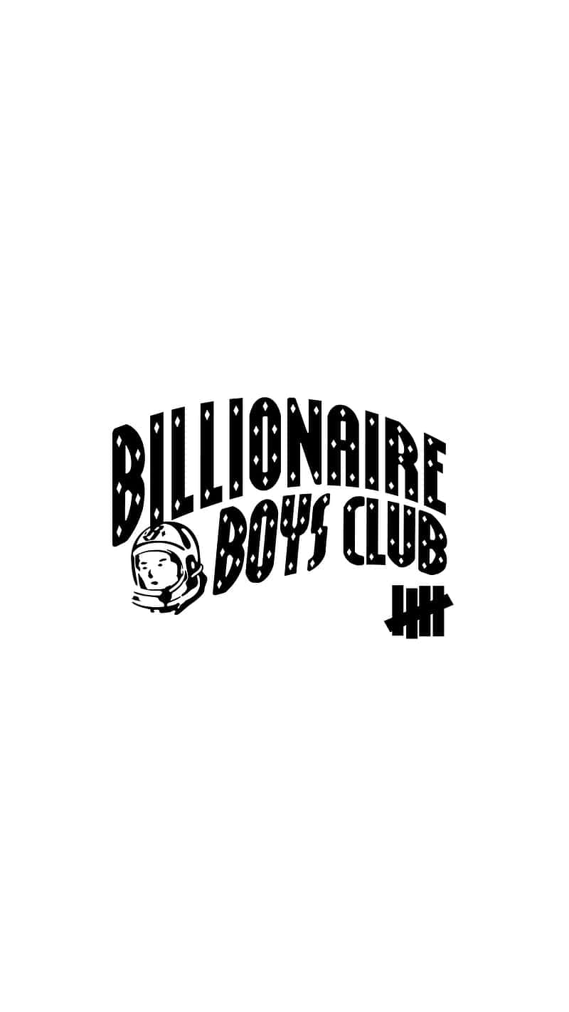 Sneakerhead 桌布 壁紙 — 粗體黑色文字寫著 'BILLIONAIRE BOYS CLUB'，帶有太空人頭盔標誌和 'JHH' 簽名，背景為純白色。