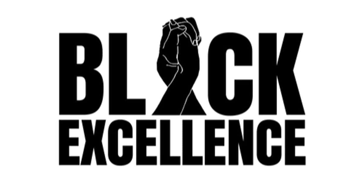 Black Excellence 桌布 壁紙 — 粗體黑色文字寫著「BLACK EXCELLENCE」，並以舉起的拳頭取代字母A。